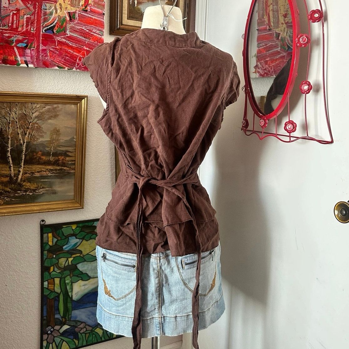 Other hillard & hanson vintage y2k brown wrap top Size XL / US 12-14 / IT 48-50 - 4 Thumbnail