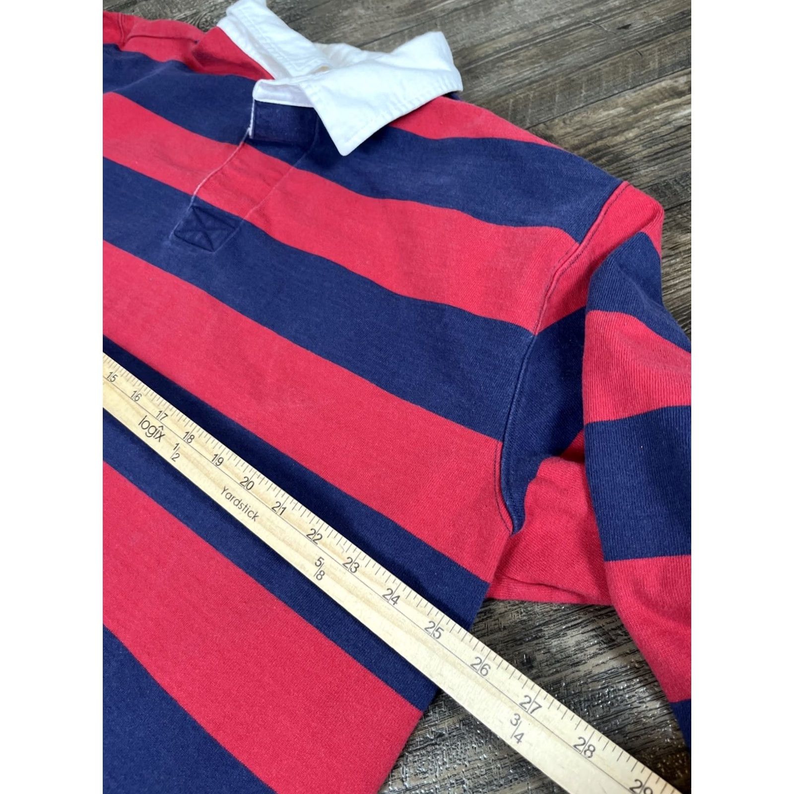 Vintage VINTAGE LL Bean Shirt Mens XLT Large Tall Red Blue Striped Rugby Polo Long Sleeve Outdoors Size US XL / EU 56 / 4 - 3 Thumbnail