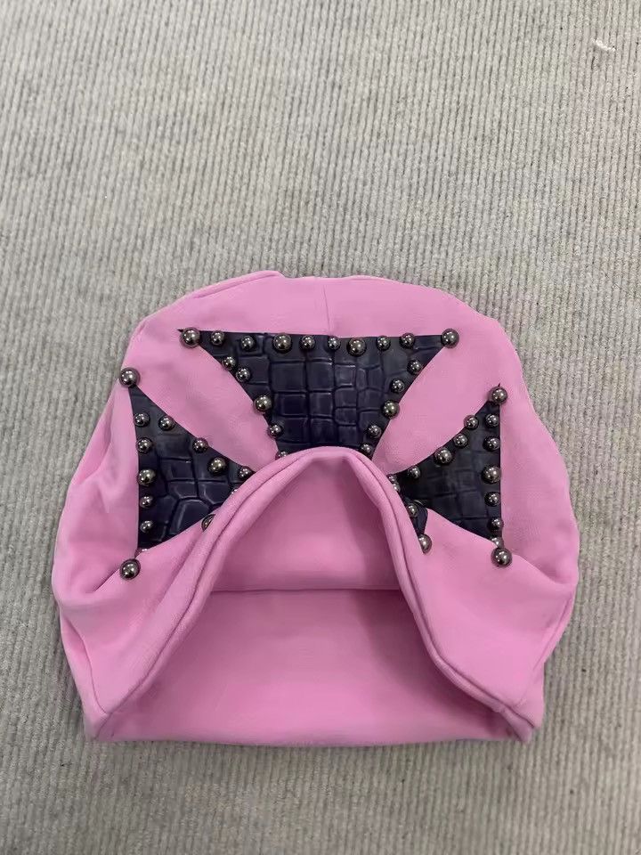 Other Gothic Trendy Cross Y2k Pink Beanie Hat Size ONE SIZE - 3 Thumbnail