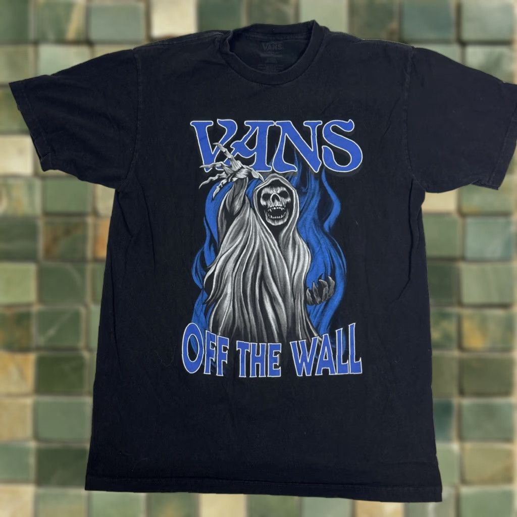 Vans VANS T-Shirt Mens M Black Reaper Graphic Blue Skate Surf Short Sleeve Crew Neck Logo Size US M / EU 48-50 / 2 - 1 Thumbnail