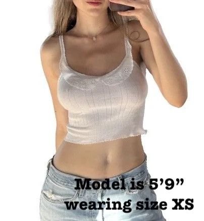 Pretties Broderie Anglais Eyelet Collar Cami Size XS / US 0-2 / IT 36-38 - 2 Thumbnail