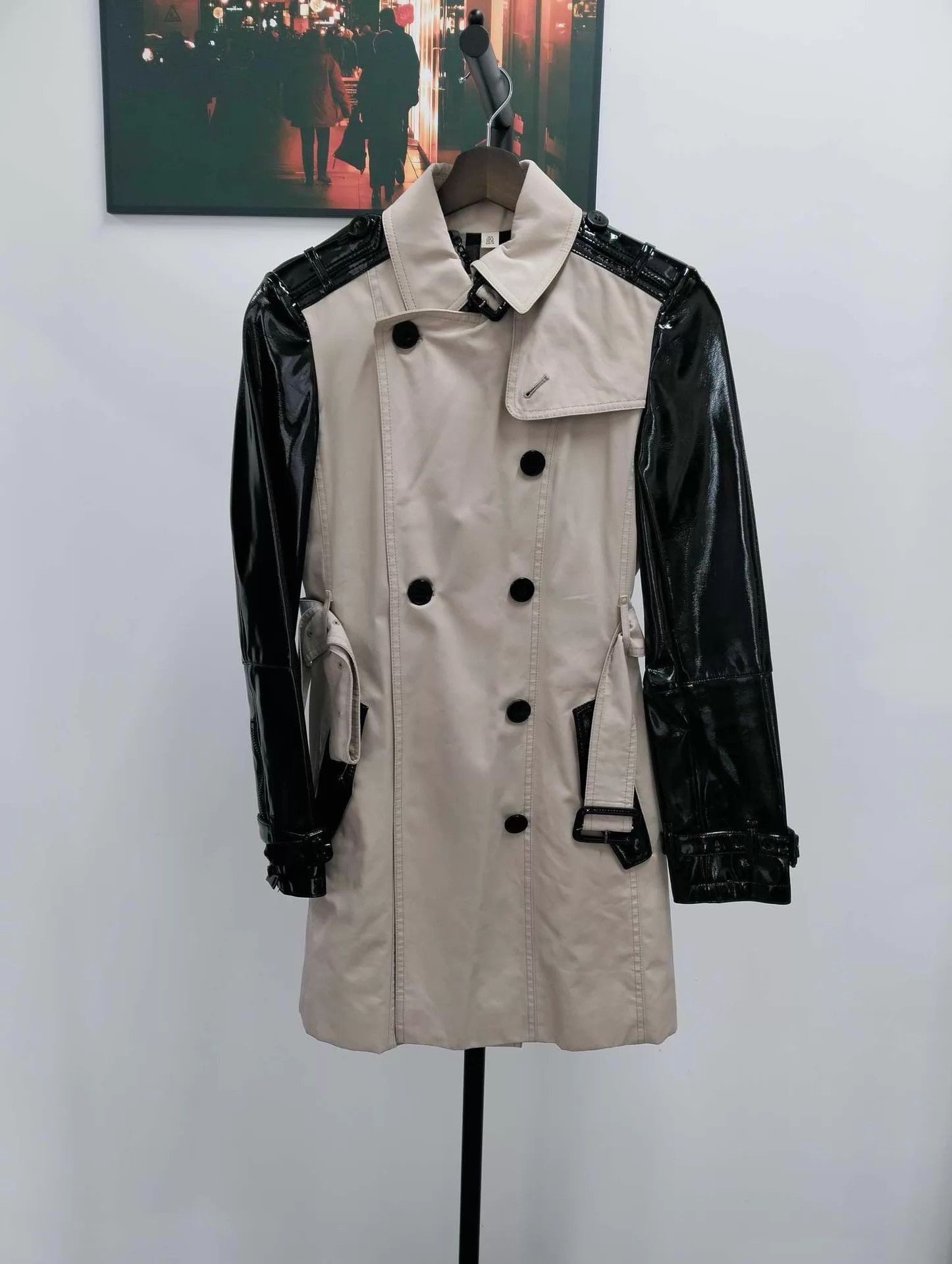 Burberry Women's Burberry Lapel Leather DB Belted Trench UK6 Size XS / US 0-2 / IT 36-38 - 1 Thumbnail