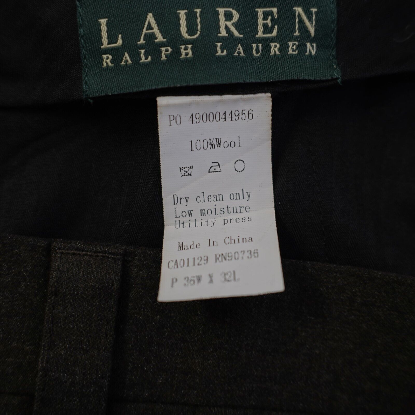 Lauren Ralph Lauren Lauren Ralph Lauren Flannel Wool Brown Flat Front Mid Rise 3 Size 38R - 6 Thumbnail