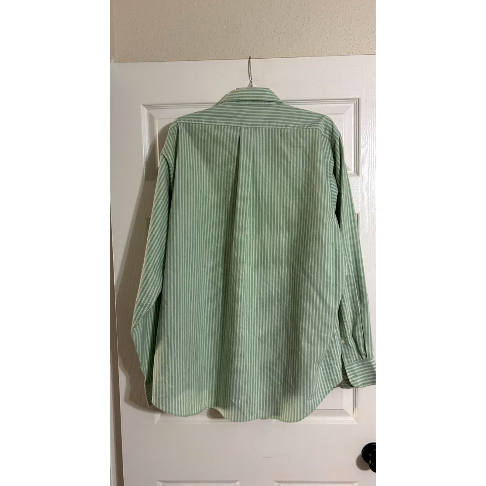 Chaps Chaps Men's Green White Striped Long Sleeve Button Down Shirt Size 17.5 Size US XXL / EU 58 / 5 - 4 Thumbnail
