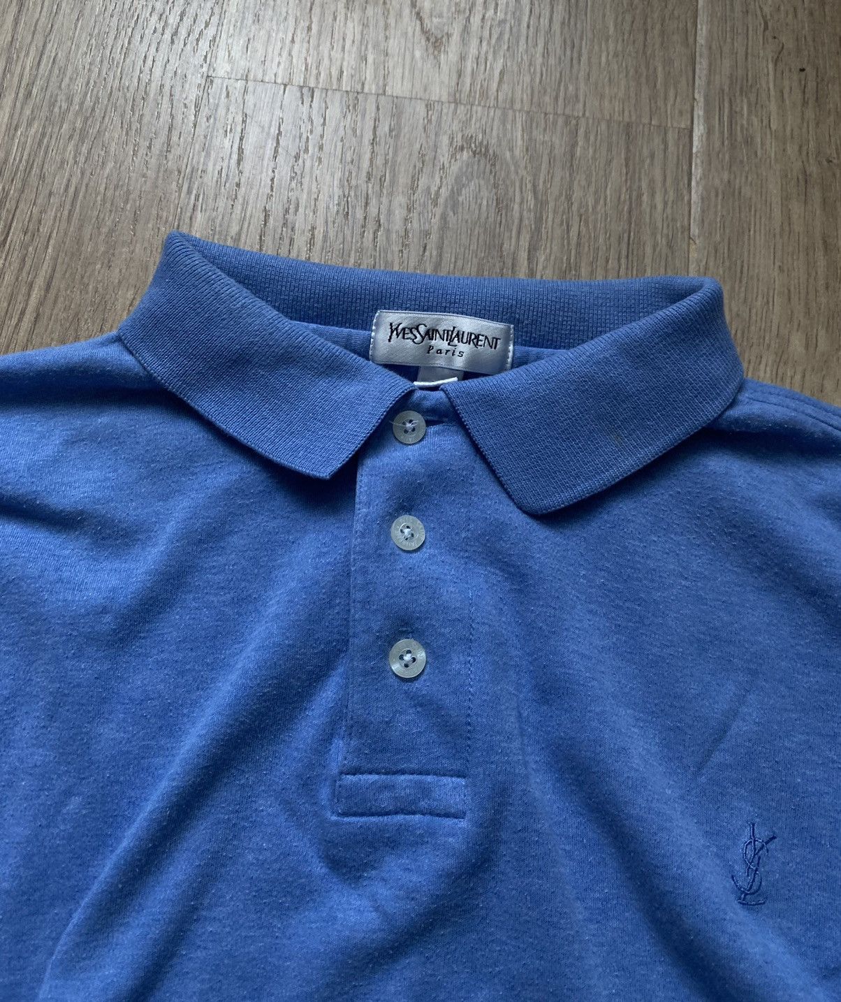 Yves Saint Laurent Rare YSL Paris pour home 90’s Long Sleeve Polo light blue Size US XL / EU 56 / 4 - 4 Thumbnail