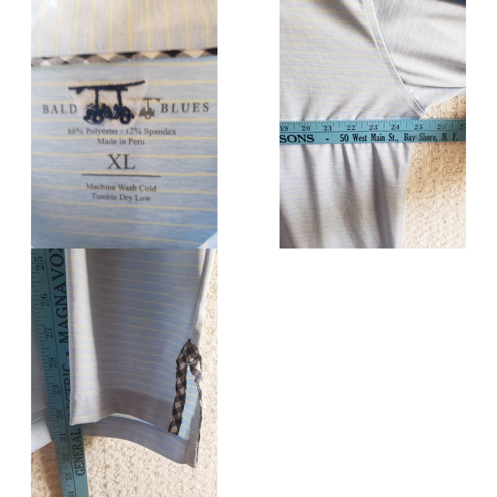 Vintage Bald Head Island Club Polo Shirt Mens XL Blue Yellow Striped Knit Polyester Spandex Logo Golf Shirt Size US XL / EU 56 / 4 - 9 Thumbnail