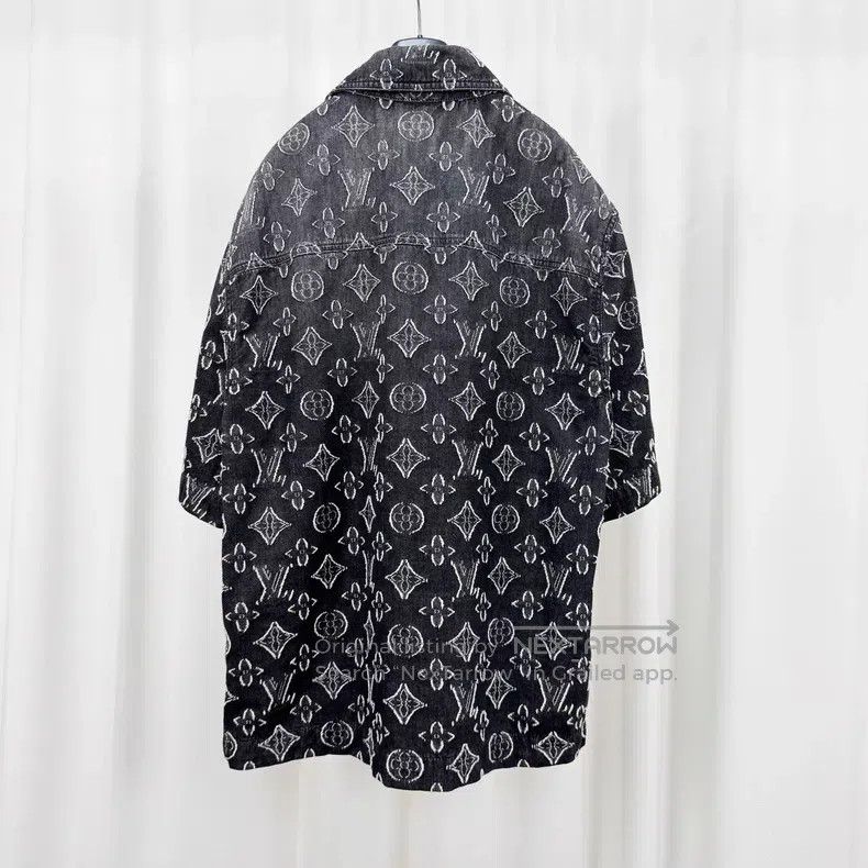 Louis Vuitton Louis Vuitton Black and grey full print denim short sleeve Size US XL / EU 56 / 4 - 2 Thumbnail