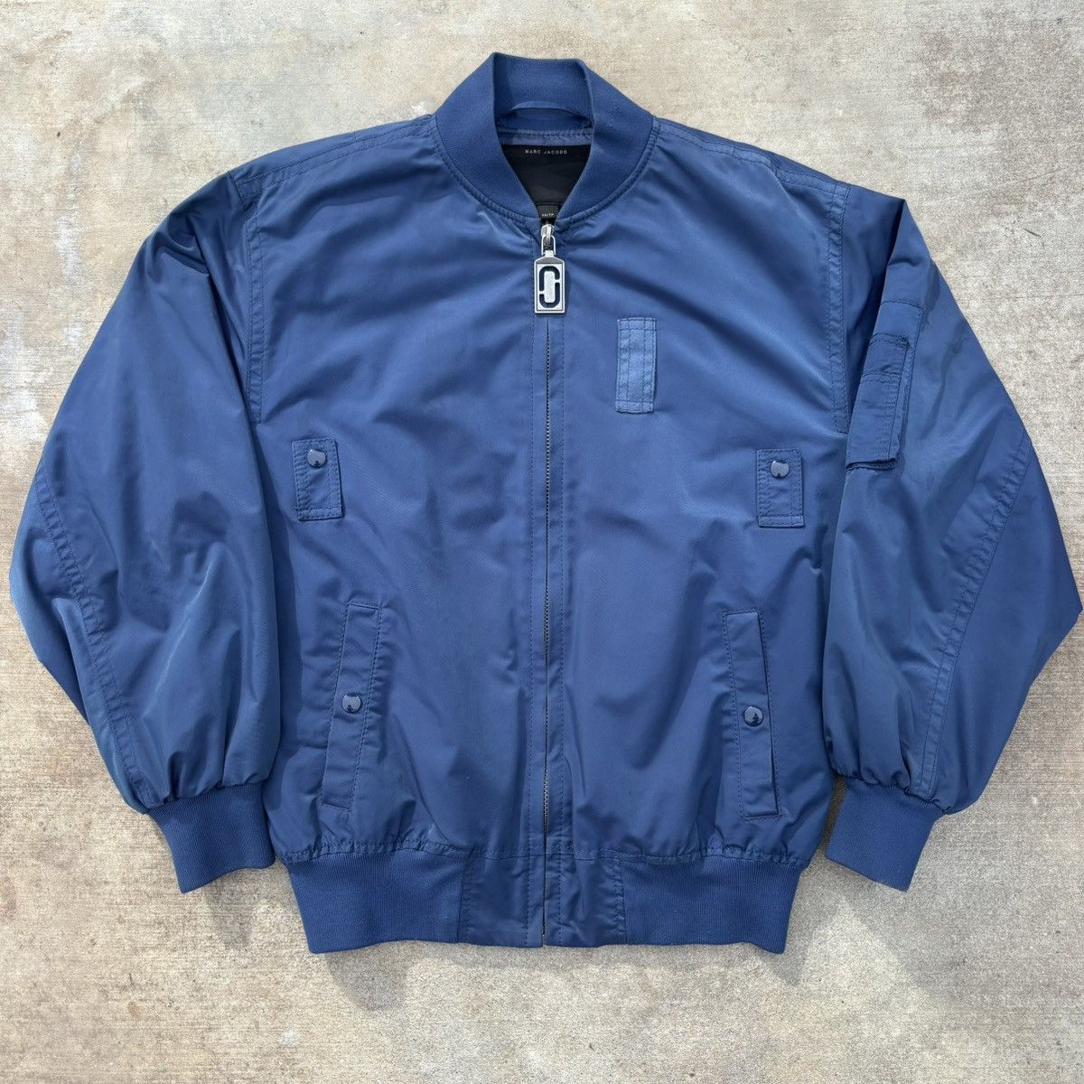 MARC JACOBS Blue Bomber shops zipper Cotton Jacket