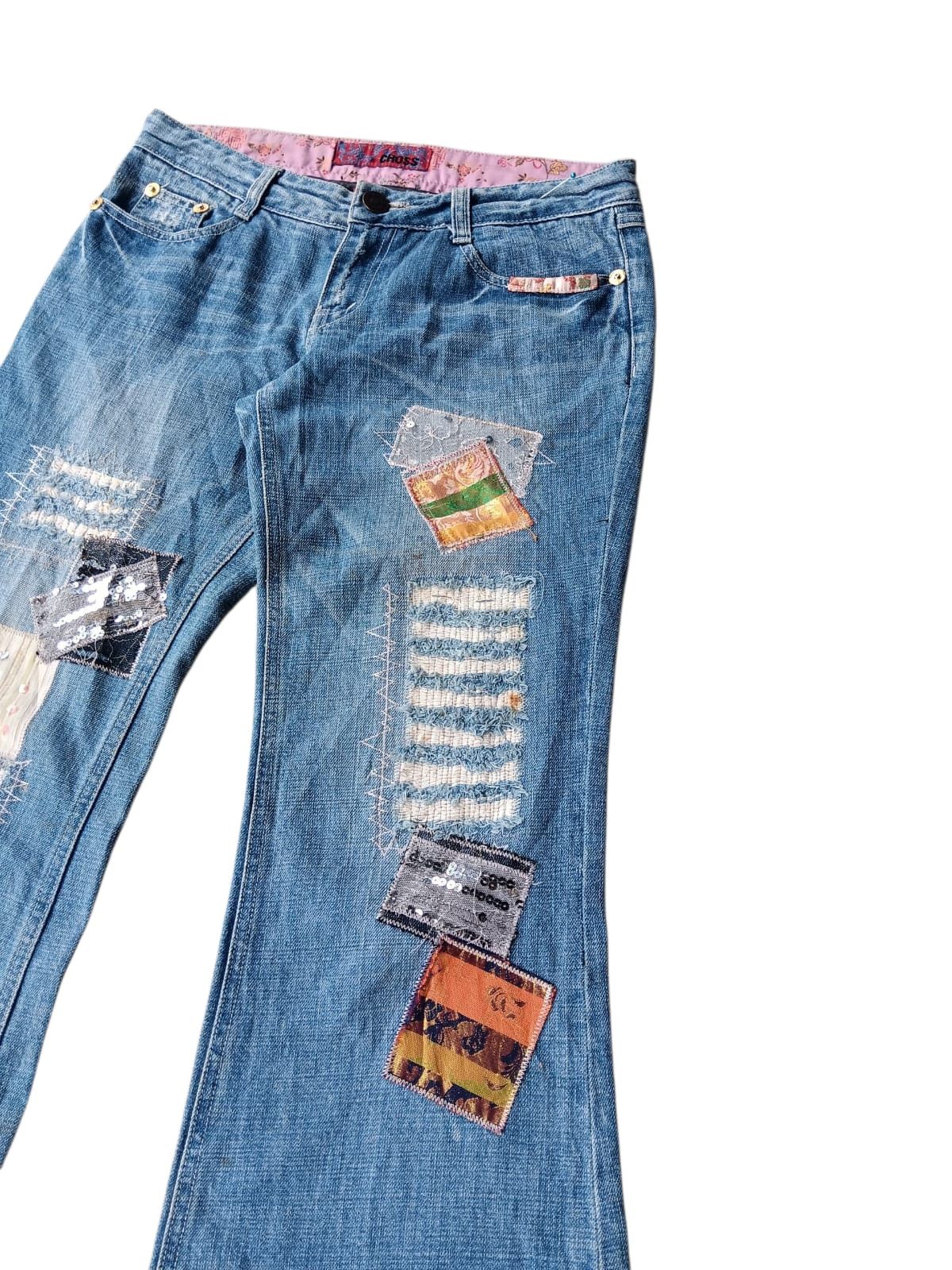 Japanese Brand Vintage St.cross patch work flare denim pants Size US 31 - 3 Thumbnail