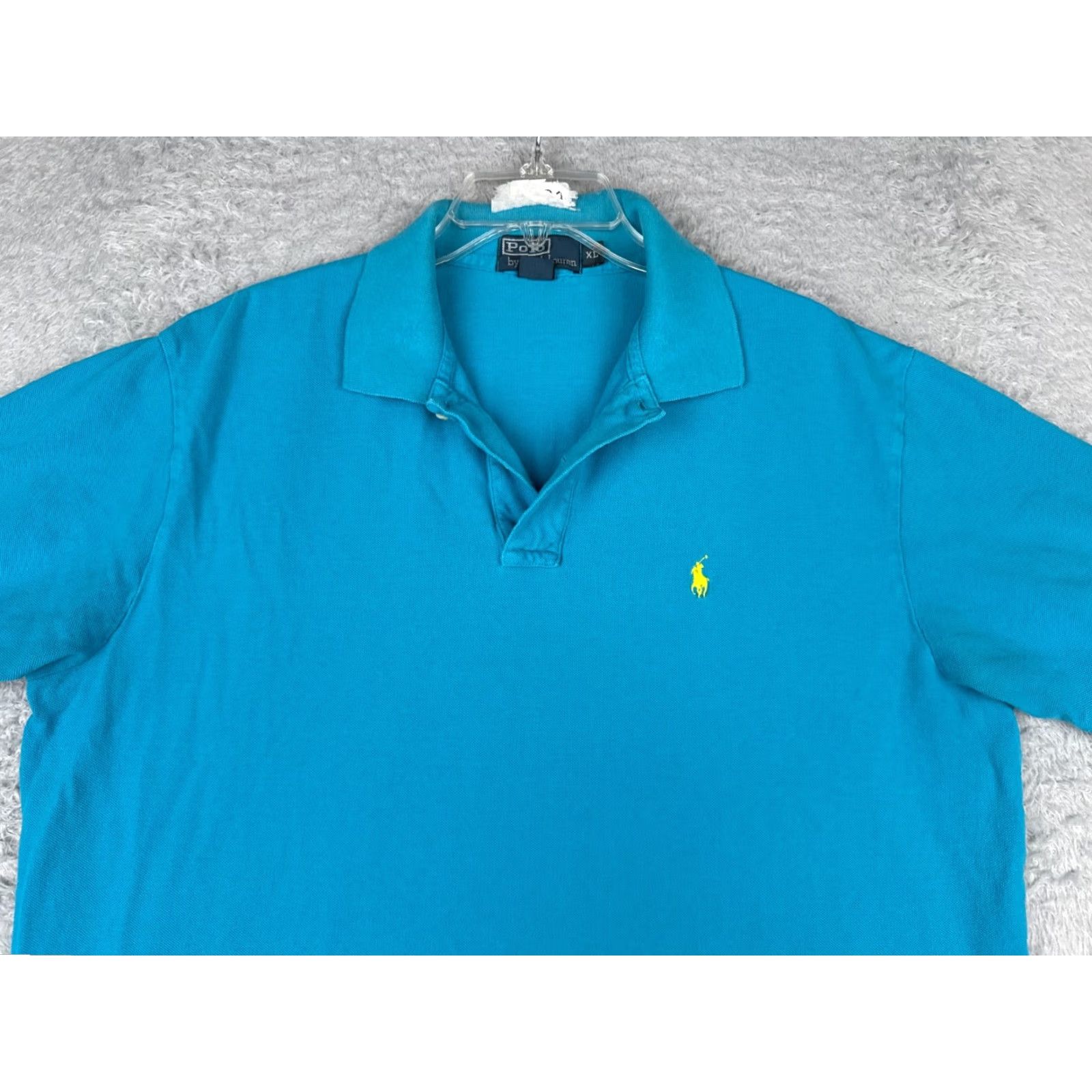 Ralph Lauren VINTAGE Ralph Lauren Polo Shirt Men XL Blue 100% Cotton Jersey Short Sleeve Button Collared Logo Embroidered Relaxed Fit Size US XL / EU 56 / 4 - 4 Thumbnail