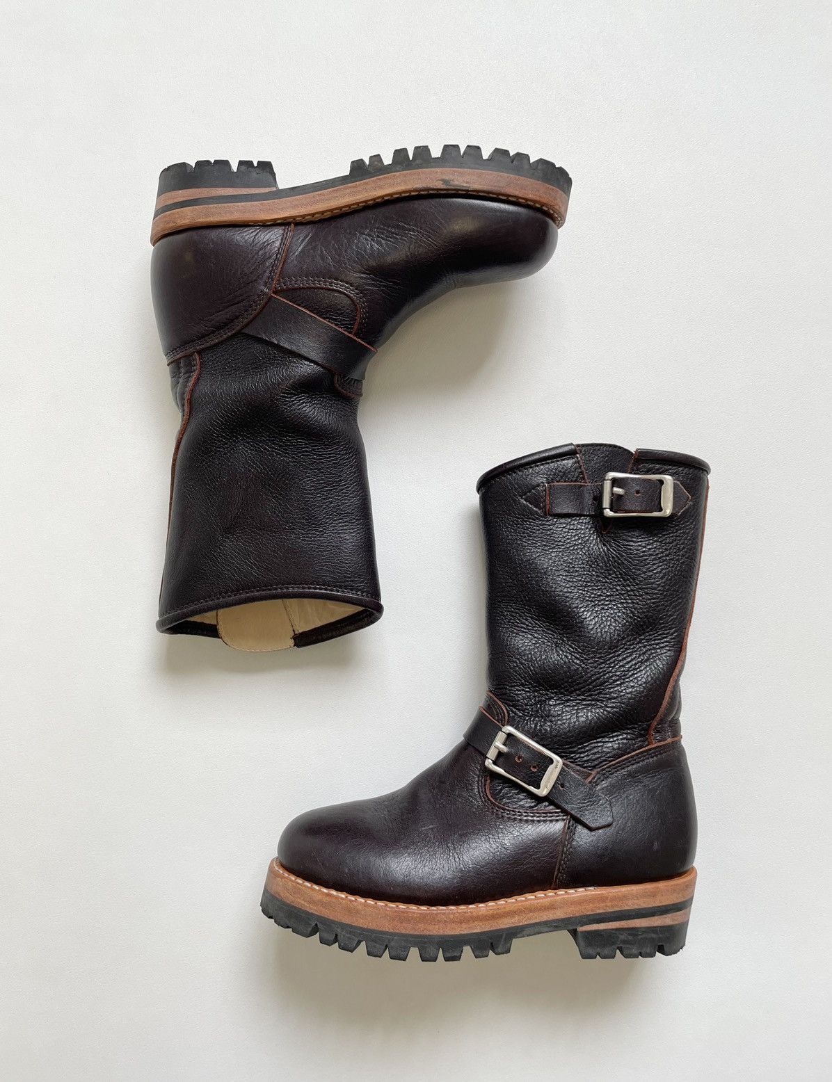 DENIM TEARS × Our Legacy ‘Corrall’ Oxblood Leather Engineer Boots Size US 9 / IT 39 - 2 Thumbnail