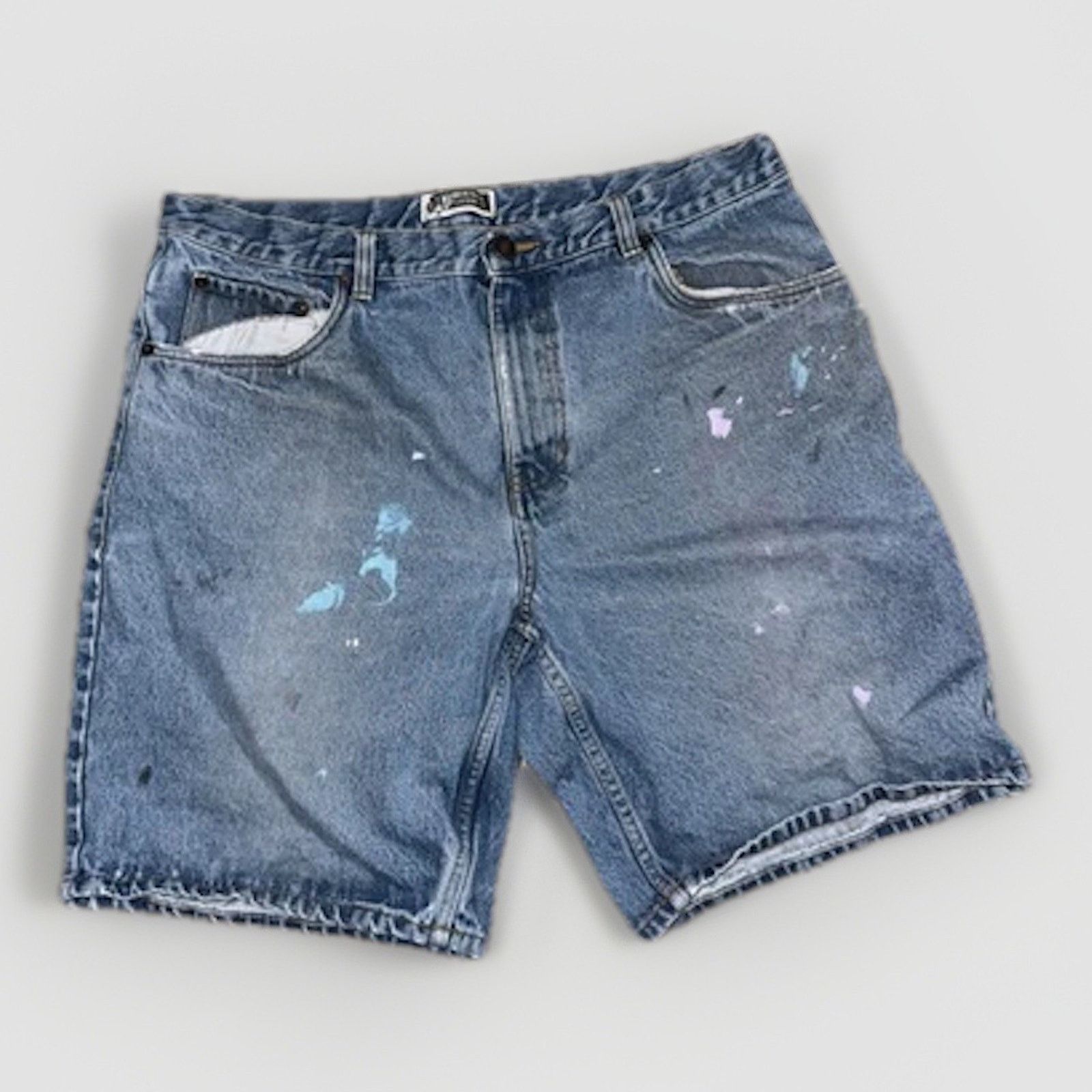 Route 66 × Vintage Vintage Route 66 Jean Shorts 38 Blue Distressed Workwear Size US 38 / EU 54 - 1 Thumbnail