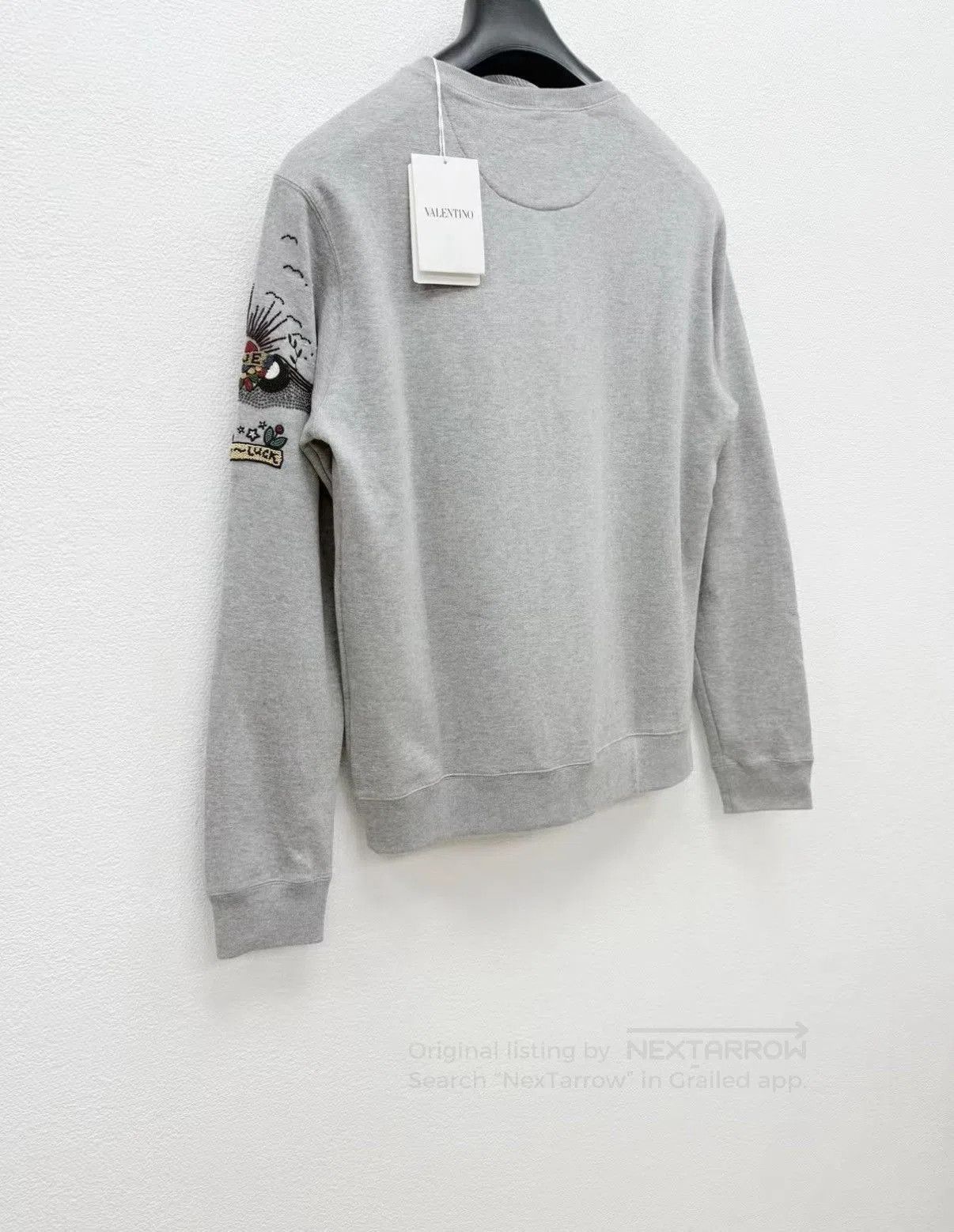 Valentino Gray Crew Neck Sweatshirt with Embroidered Design. Size US S / EU 44-46 / 1 - 6 Thumbnail