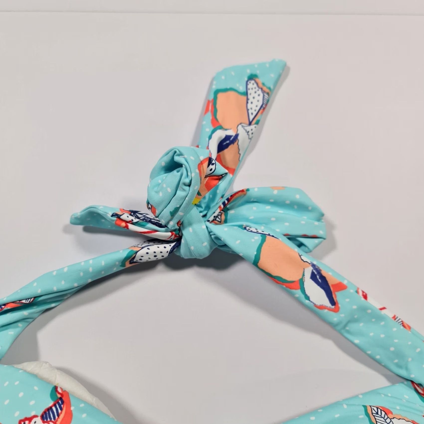 Vintage Sunseeker Womens Bikini Top Blue 12 UK Floral Padded Halter Swimming Bra EU40 Beach VINTAGE? Size XL / US 12-14 / IT 48-50 - 3 Thumbnail