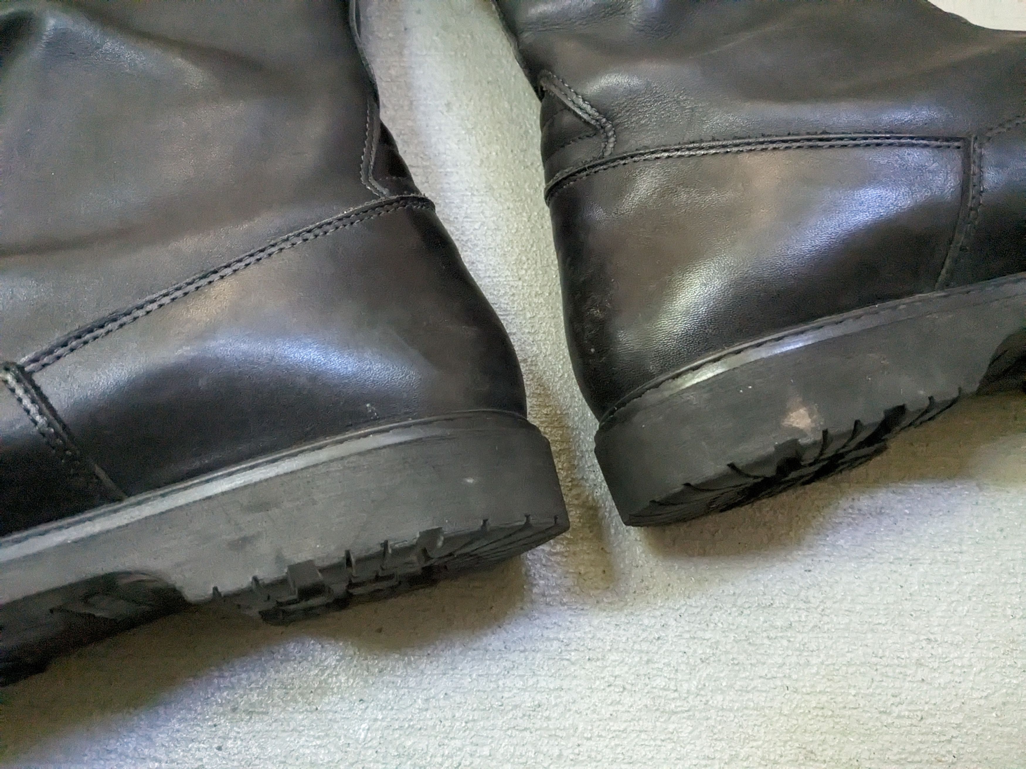 Vintage Moto Boots Black 12.5 Leather Biker Moto Rubber Italy Size US 12.5 / EU 45-46 - 9 Thumbnail