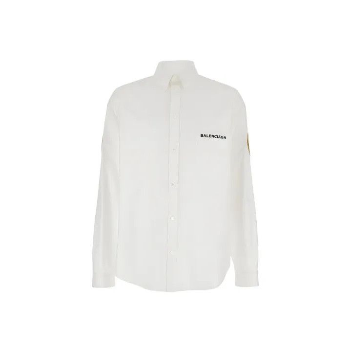 Balenciaga Balenciaga White Logo Long Sleeve Shirt Size US M / EU 48-50 / 2 - 1 Thumbnail