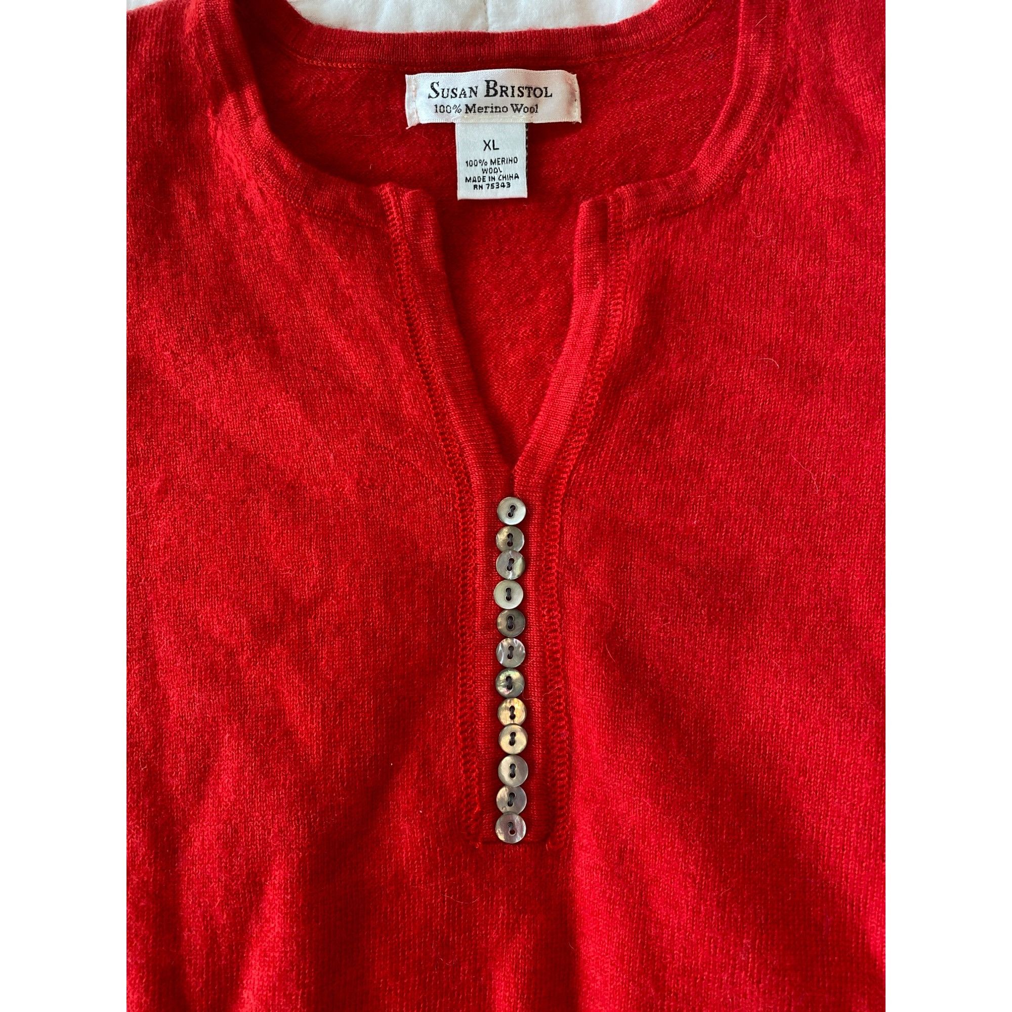 Vintage Susan Bristol Vintage 100% Merino Wool Red Sweater Women's L Size XL / US 12-14 / IT 48-50 - 7 Thumbnail