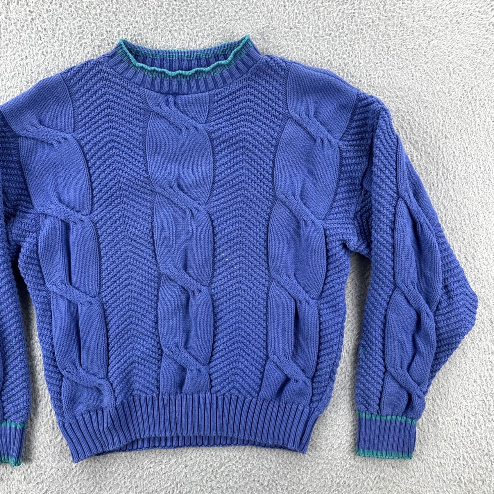 Vintage VINTAGE Sportswear Sweater Women Large Blue 90s Chunky-Knit Crew Neck Cotton Pullover Shirt Womens Size L / US 10 / IT 46 - 2 Thumbnail