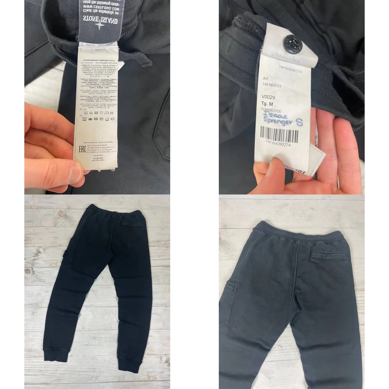 Stone Island Stone Island Fleece Garment Dyed Cargo Pants Sweatpants Men Size M Black Size US 31 - 9 Thumbnail