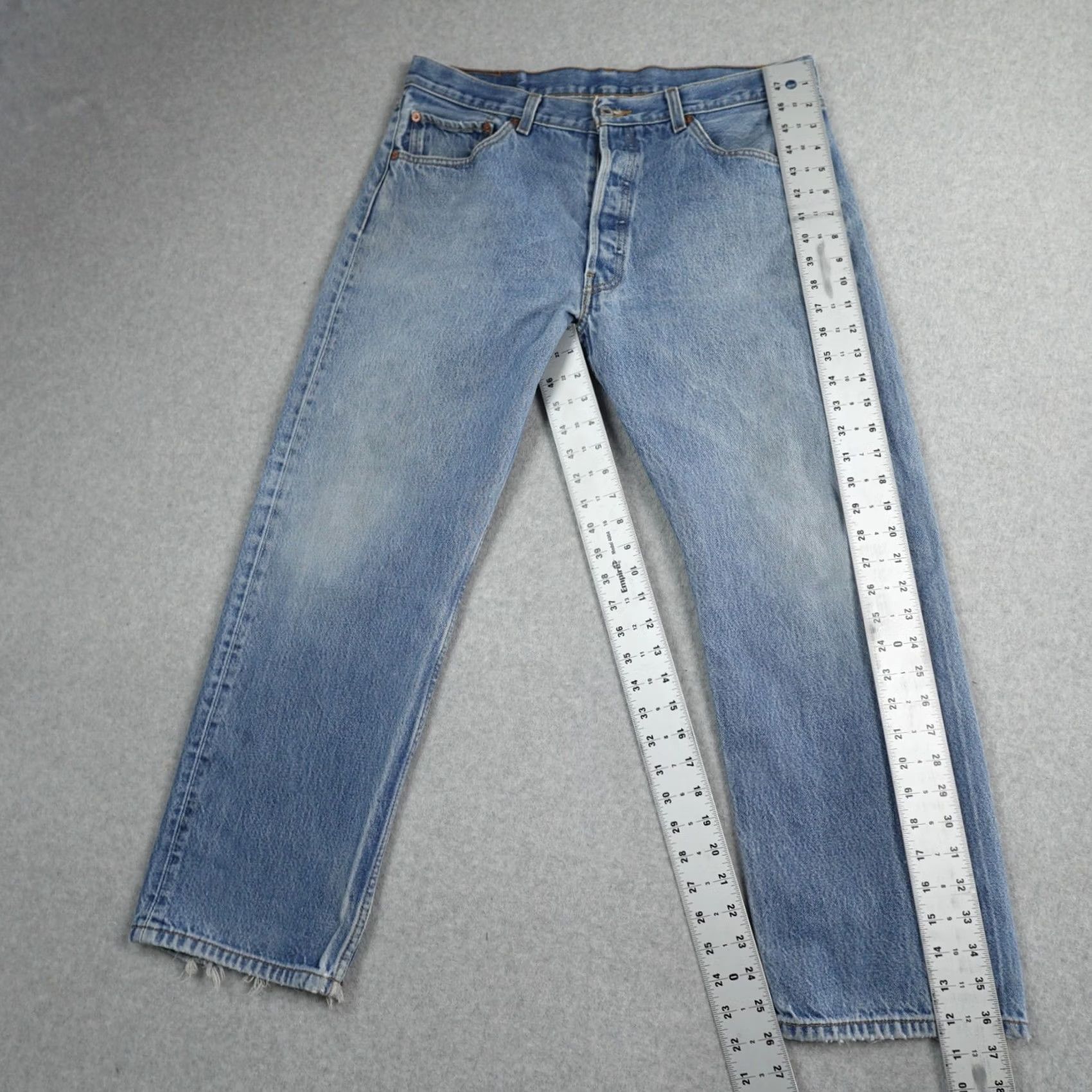Levi's Levi's 501 Jeans Mens 36 (36X26) Light Blue Straight Vintage Denim Cotton 5-Pocket 501 Series Regular Rise Mid Jeans Mens Size US 36 / EU 52 - 3 Thumbnail