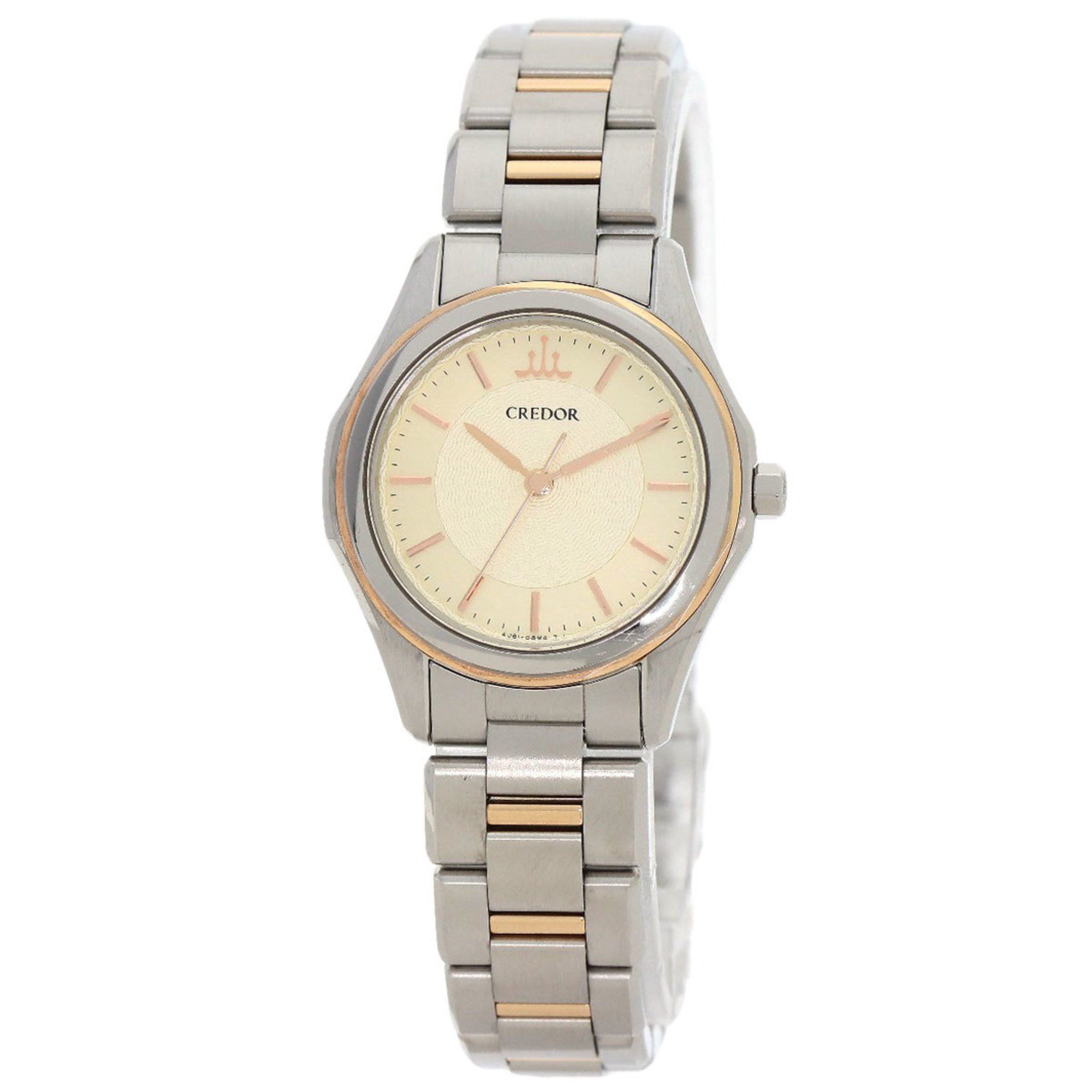 image of Seiko 4J81-0Af0 Credor Signo Watch Stainless Steel Ss Ladies Seiko in Ivory, Women's