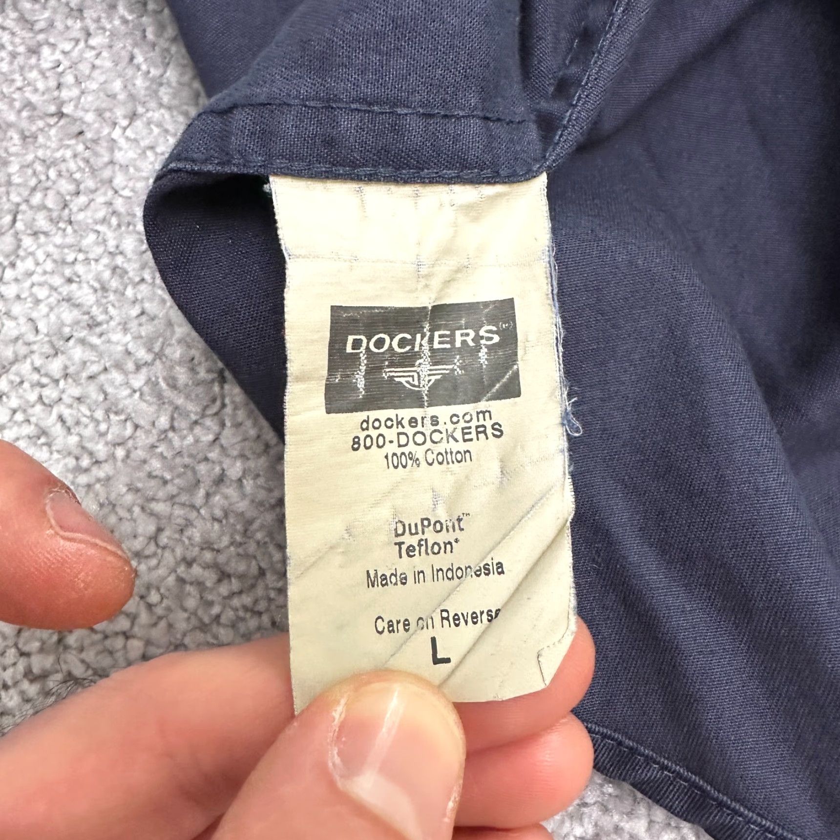 Dockers DOCKERS Long Sleeve Button Down Dress Shirt Men Large Blue Cotton Stain Defender Regular Fit Size 42R - 7 Thumbnail