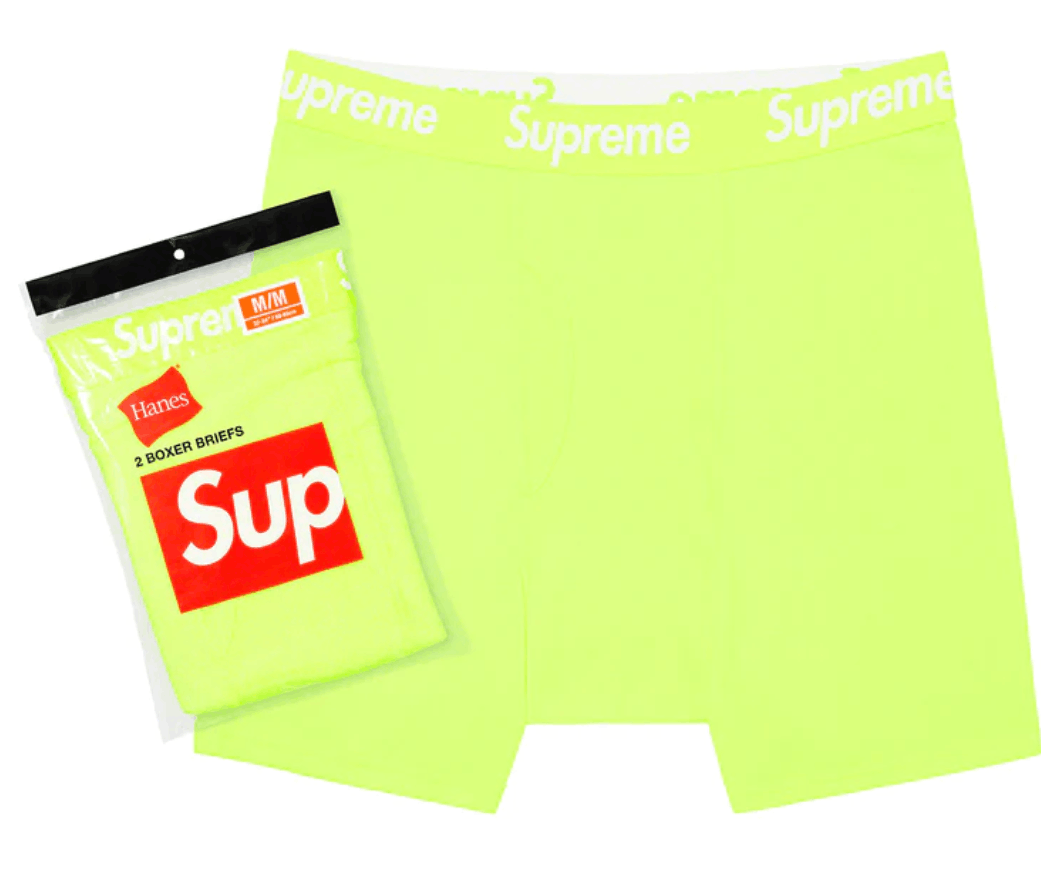 Supreme Supreme Hanes Boxer Briefs (2 Pack) Fluorescent Yellow Neon Size 32 - 1 Thumbnail