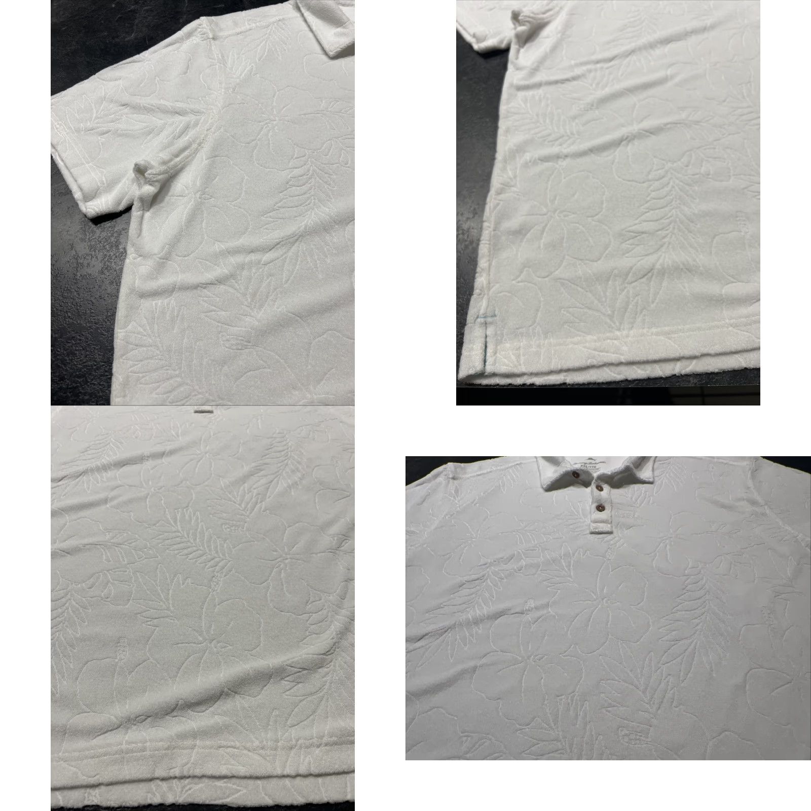 Tommy Bahama Tommy Bahama Polo Shirt 2XL White Short Sleeve Terry Poolside Hibiscus Button Collar Mens Size US XXL / EU 58 / 5 - 8 Thumbnail