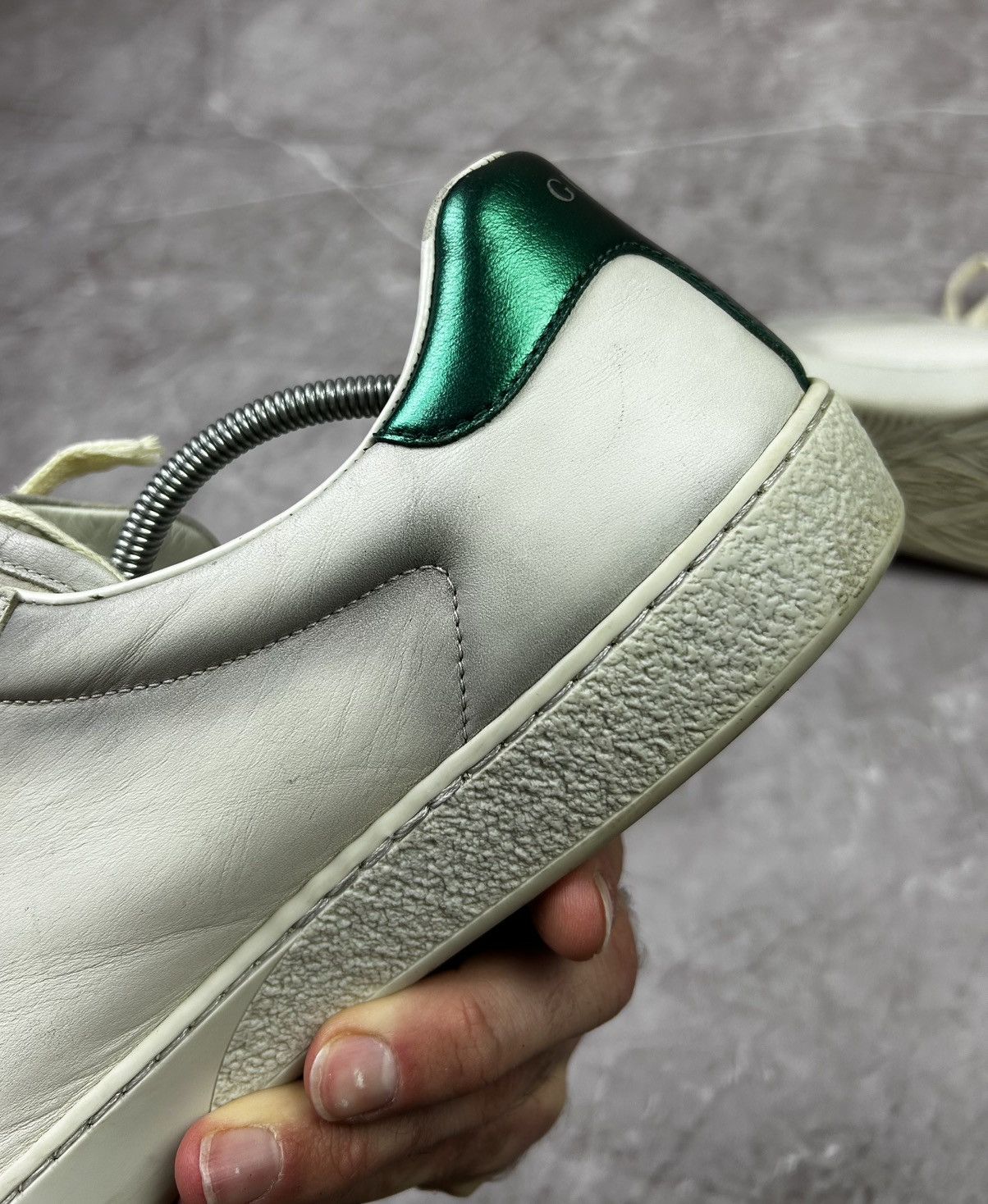 Designer Gucci Ace Blade Distressed Aged Lowtop sneakers Size US 10.5 / EU 43-44 - 9 Thumbnail