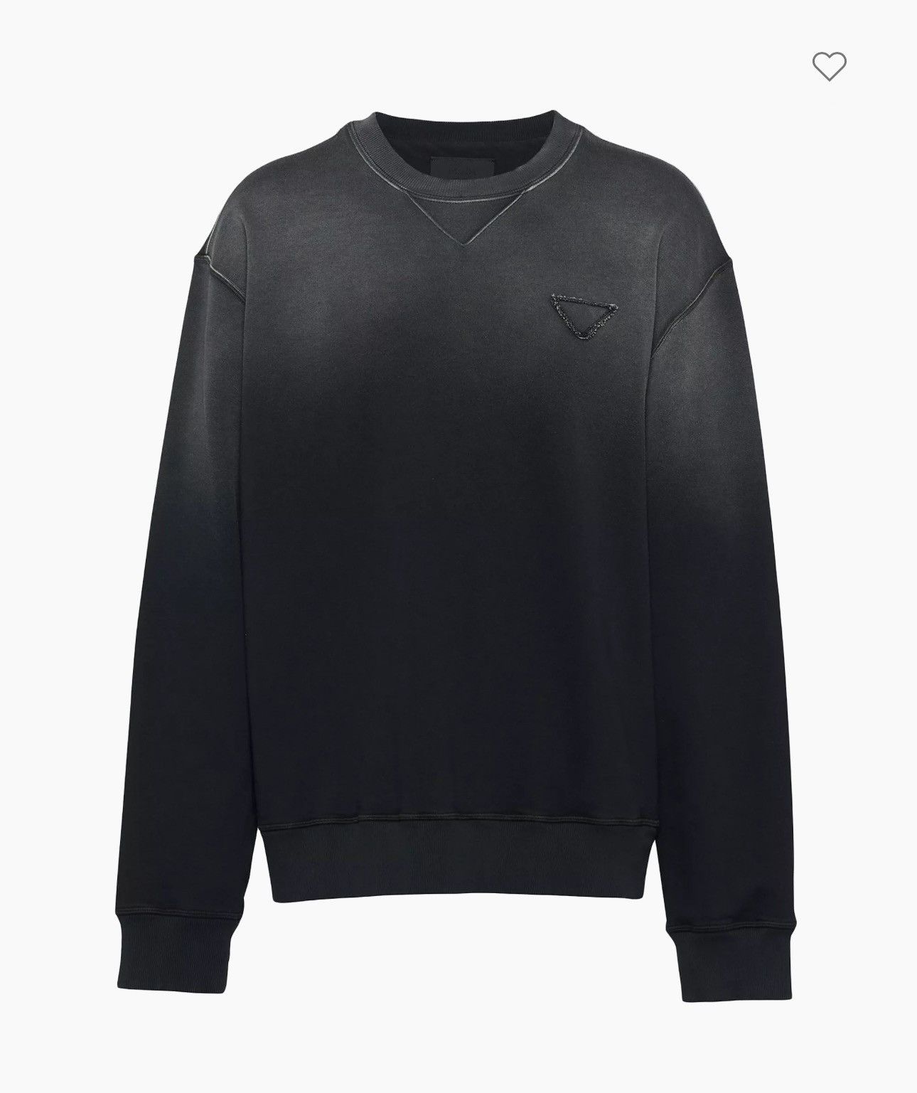 image of Oversized Garment-Dyed Cotton Sweatshirt Prada in Black, Men's (Size Small)