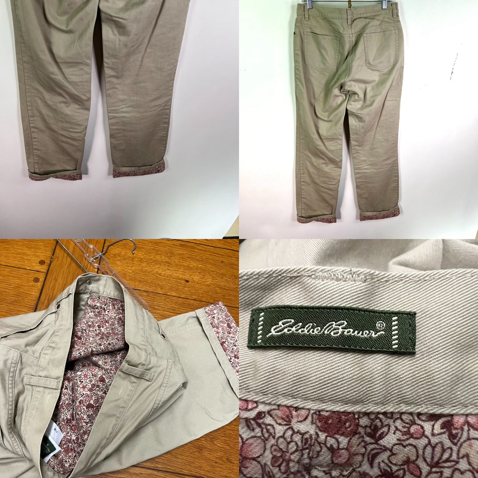 Eddie Bauer VINTAGE Eddie Bauer Lined Twill Pants Women 8 Tall Beige 32x31 Khakis Cuffed Western City Nature 90s Mens? Womens? Size 30" / US 8 / IT 44 - 8 Thumbnail