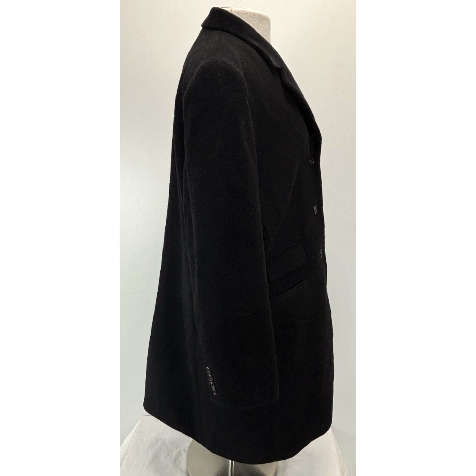 Ralph Lauren VINTAGE Lauren Ralph Lauren Coat Wool 100% Mid-Length 14W Plus Women Black Long Sleeve Button Moth-Damage Read Size XL / US 12-14 / IT 48-50 - 4 Thumbnail
