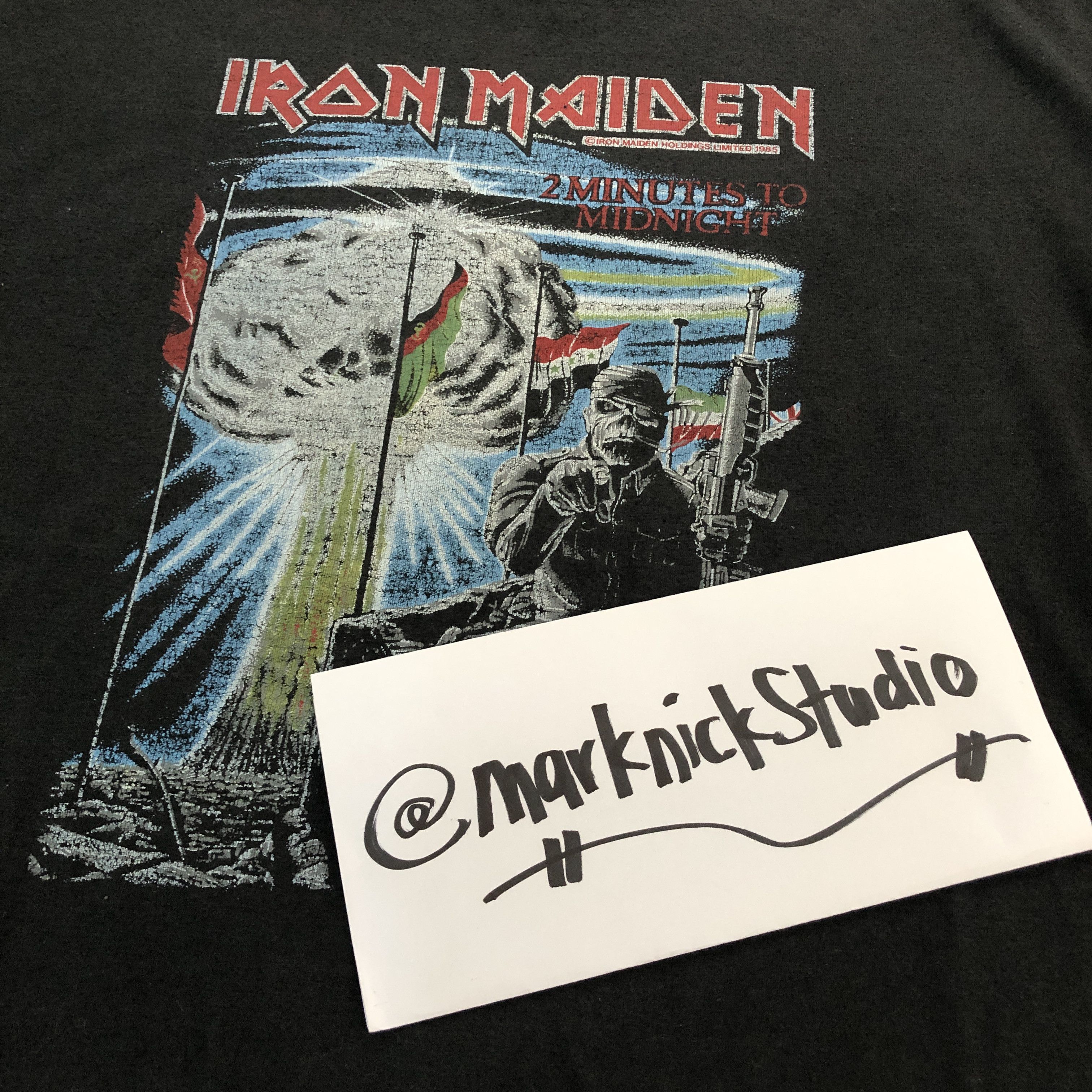 Band Tees × Vintage RARE Vintage 80s Iron Maiden T Shirt 2 Minutes Midnight Tee Size US M / EU 48-50 / 2 - 8 Thumbnail