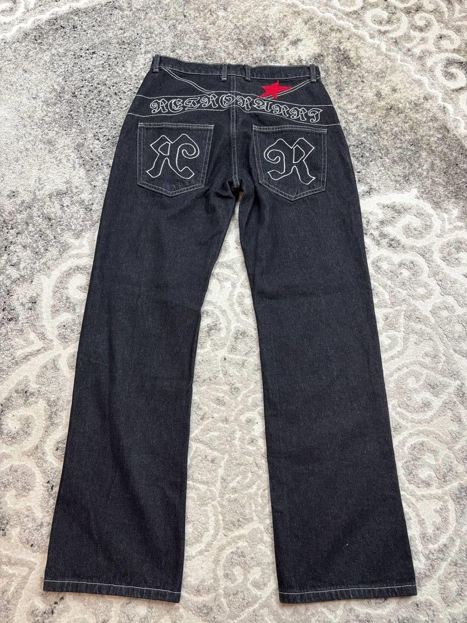 Other Retro Ravi Y2K Baggy Star Jeans Black Denim Streetwear Size US 30 / EU 46 - 10 Thumbnail