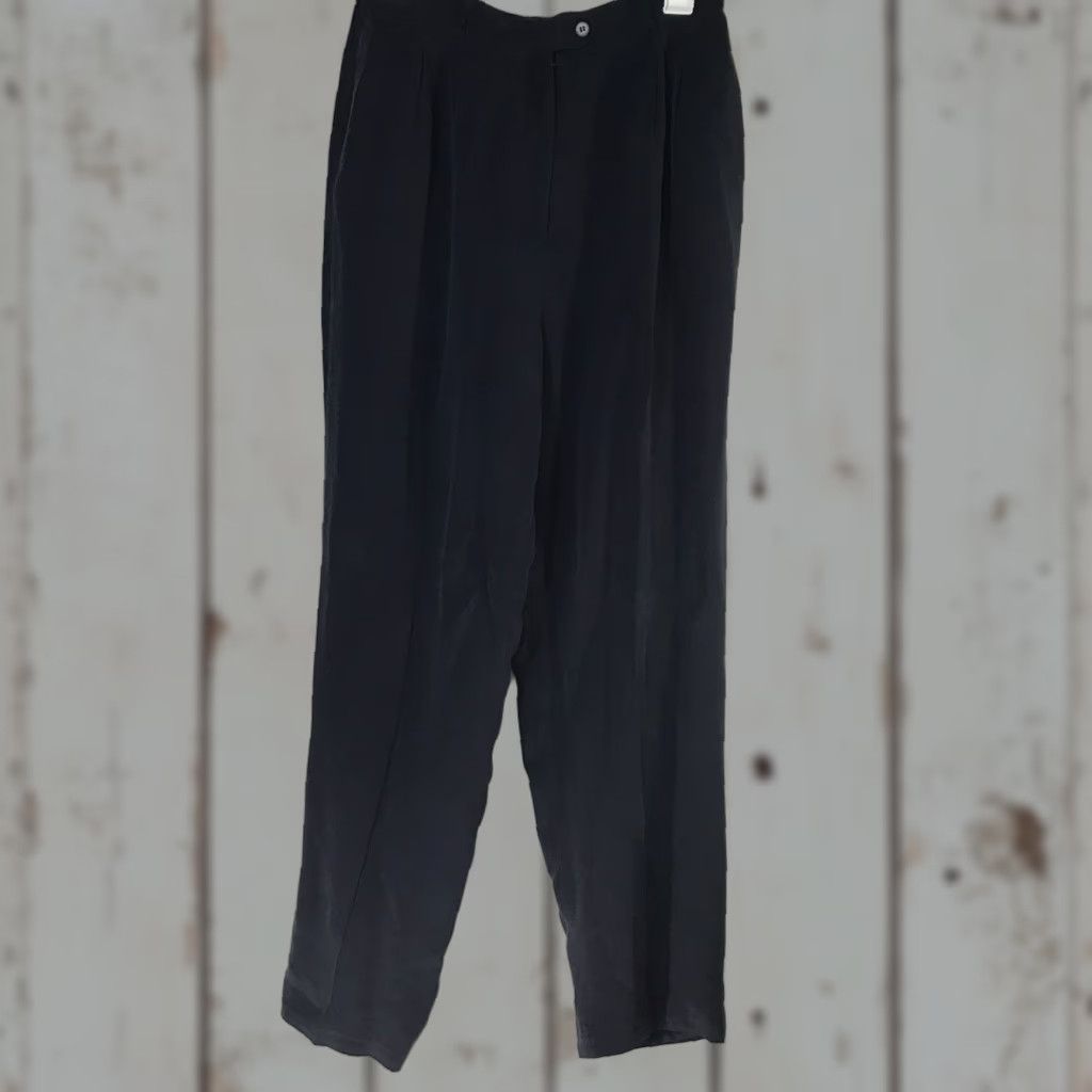 Vintage VINTAGE Parisian Signature Navy Silk Dress Pants Women’s Size 12 High Rise Business Casual Workwear Straight Leg Size 34" / US 12 / IT 48 - 1 Thumbnail