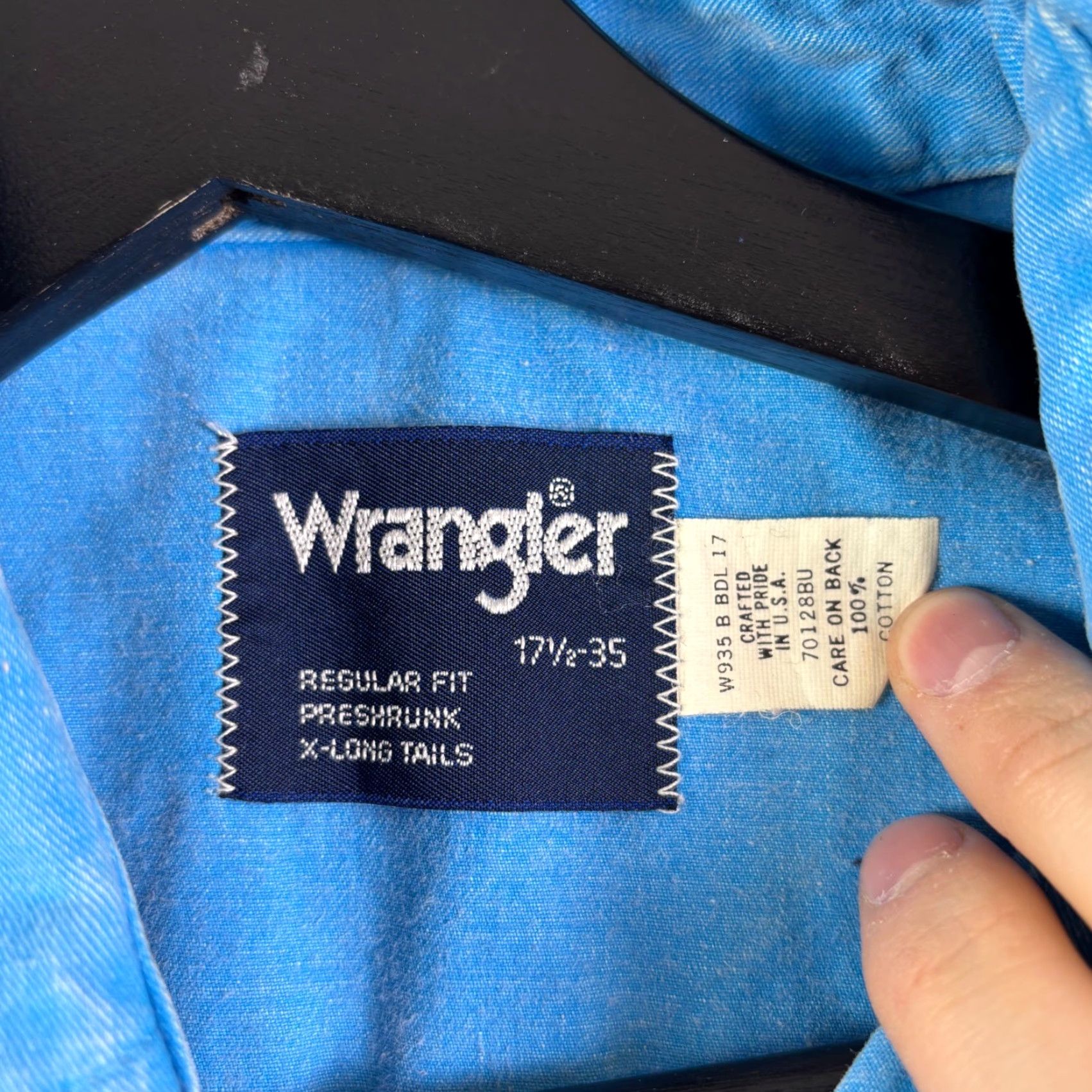 Wrangler VINTAGE Wrangler Mens Western Denim Shirt Blue Long Sleeve Regular XL USA Made Size US XL / EU 56 / 4 - 5 Thumbnail