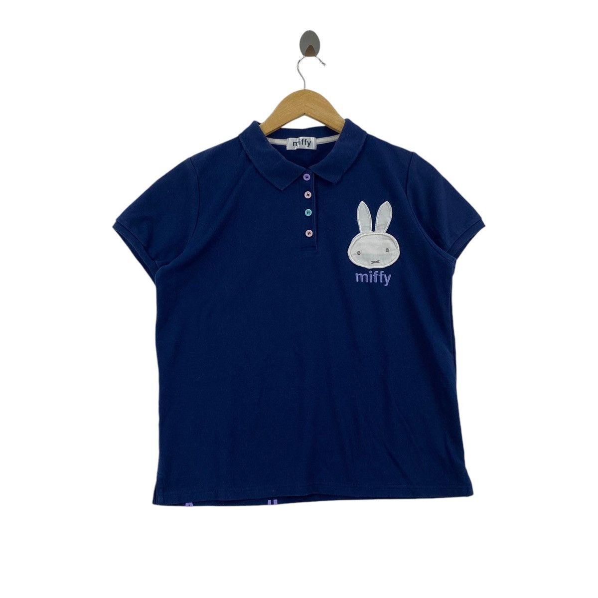 Vintage Vintage MIFFY Embroidered Logo Collar Button Up Navy Short Size M / US 6-8 / IT 42-44 - 1 Thumbnail
