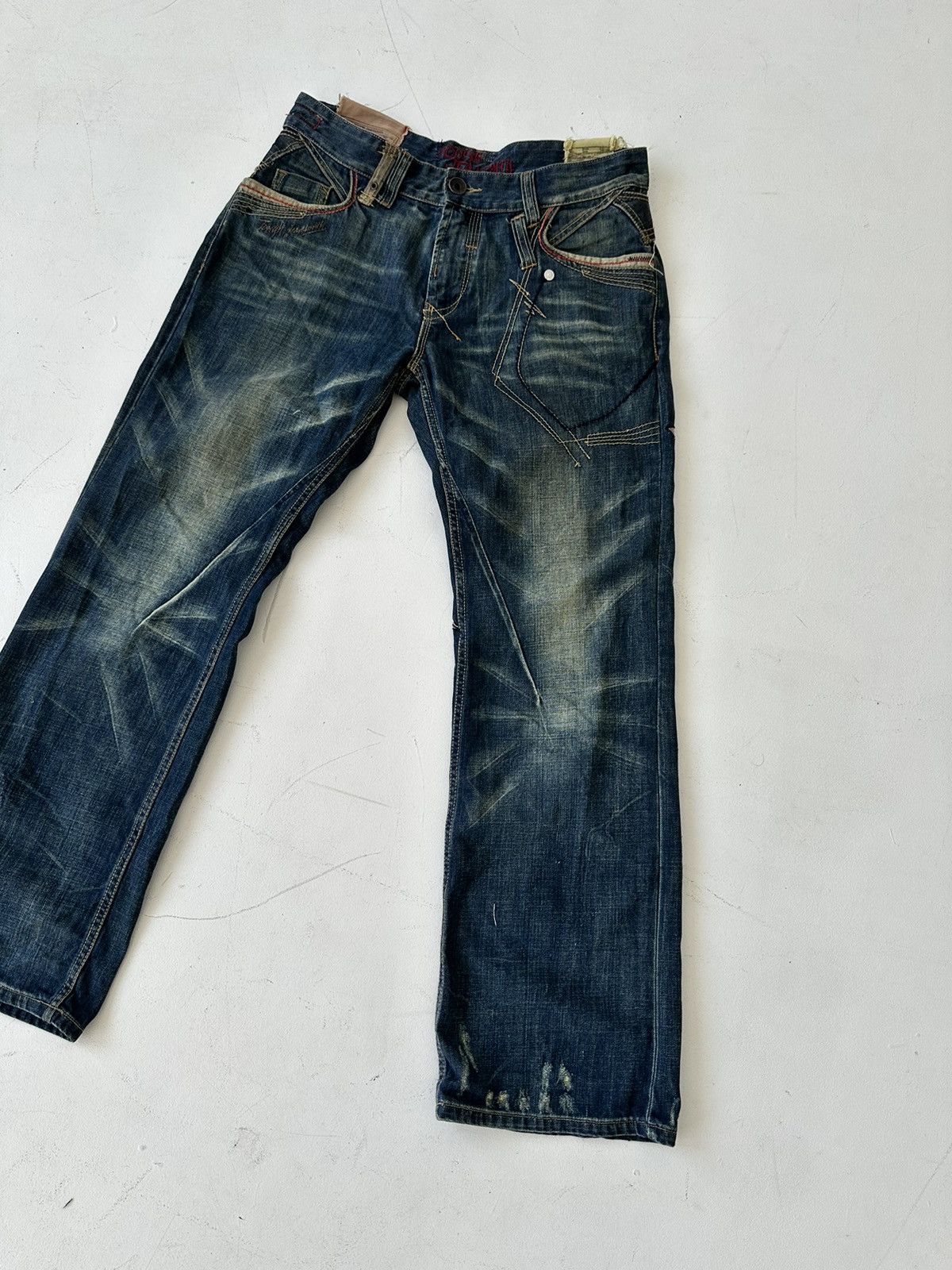 Japanese Brand Tough Jeansmith Japan Distressed Baggy Denim Jeans Size US 36 / EU 52 - 4 Thumbnail