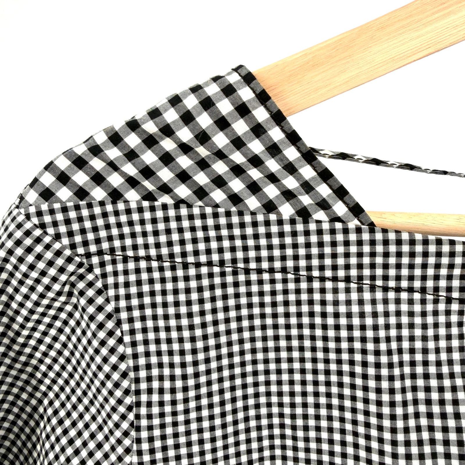 Derek Lam 10 Crosby Black White Gingham 100% Cotton Tie Detail Blouse Size M / US 6-8 / IT 42-44 - 2 Thumbnail