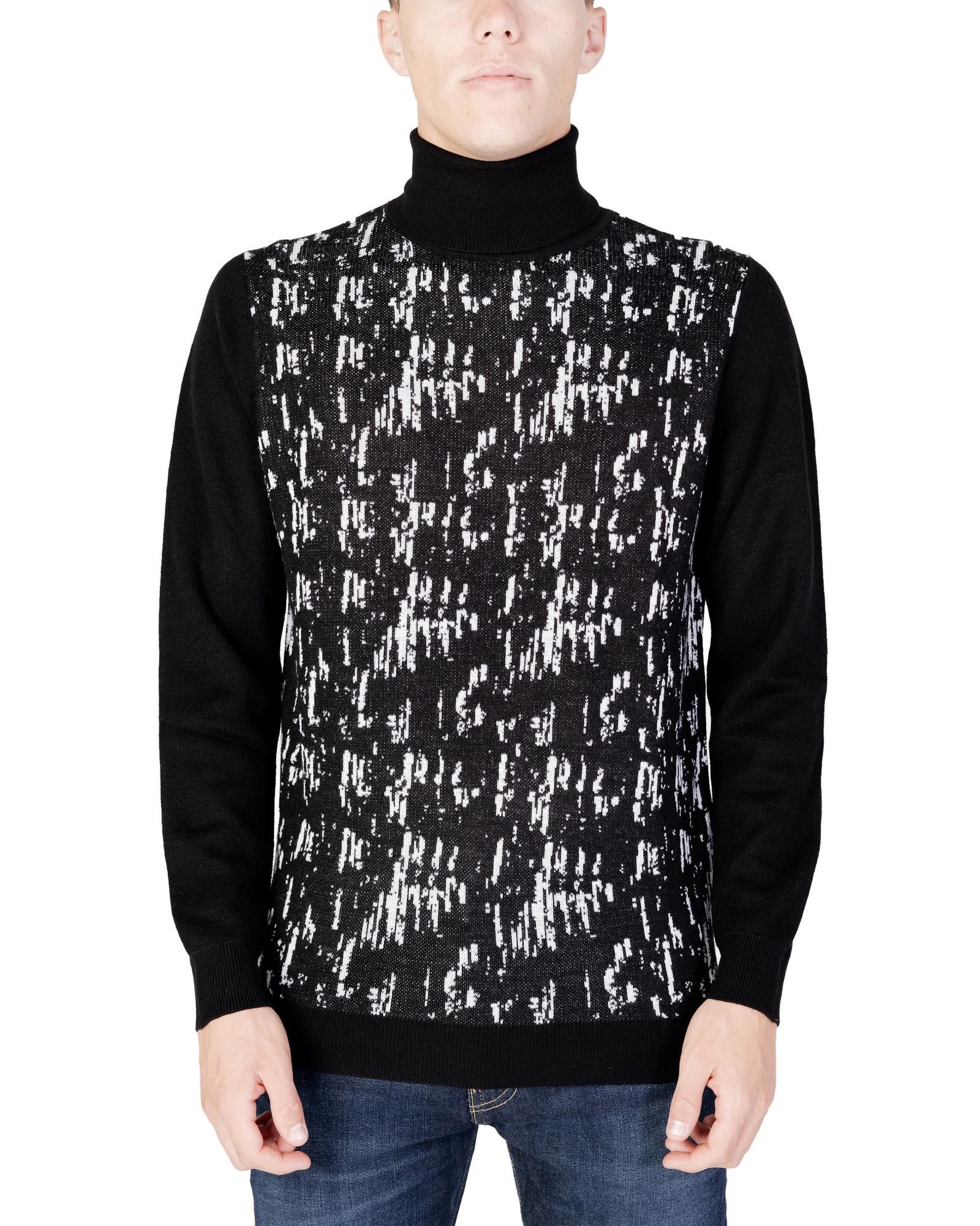 image of Antony Morato Patterned Turtleneck Sweater in Black, Men's (Size XL)