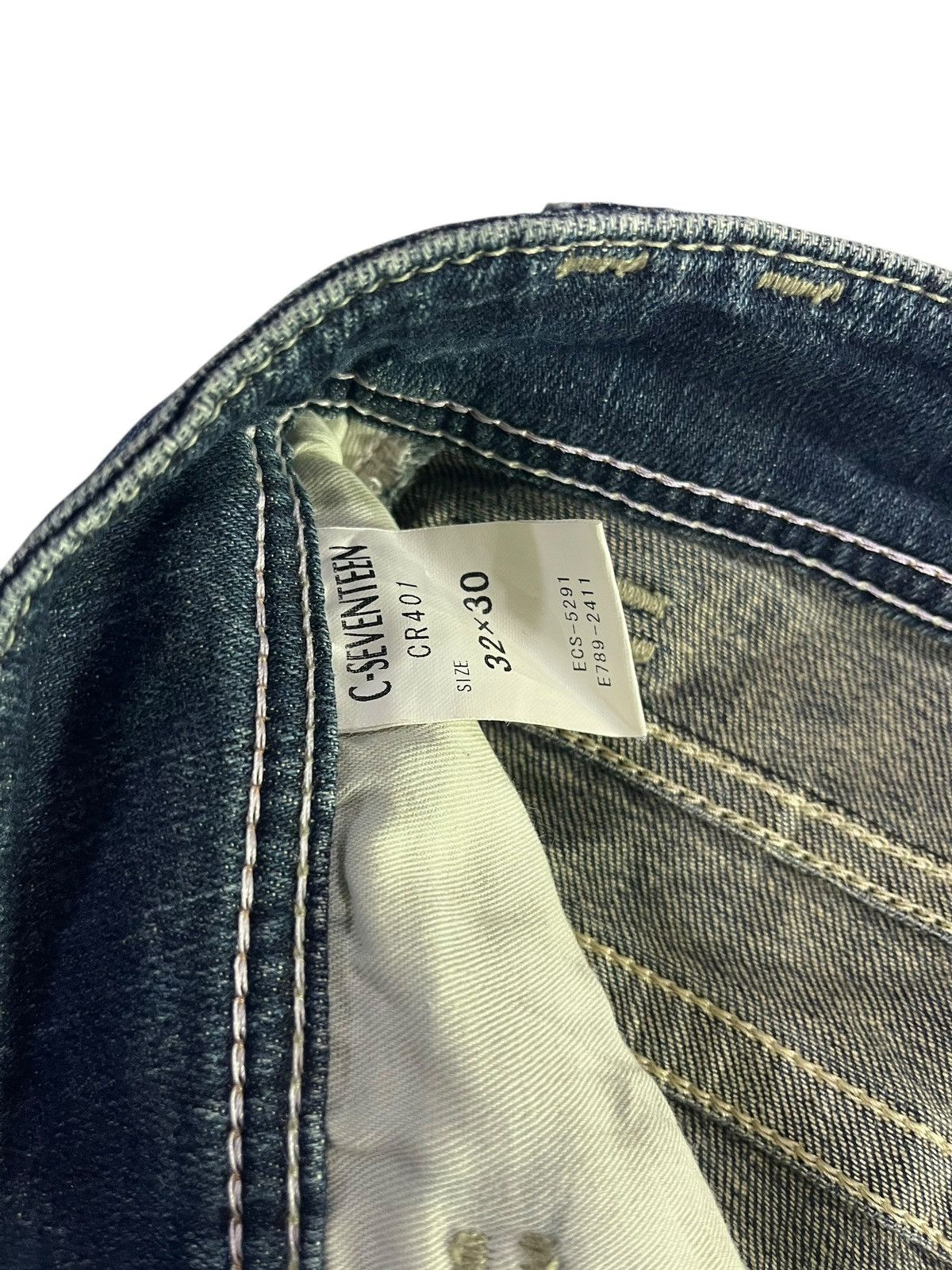 Japanese Brand 🇯🇵 FLARE Y2K C SEVENTEEN DENIM JEANS Size US 35 - 8 Thumbnail