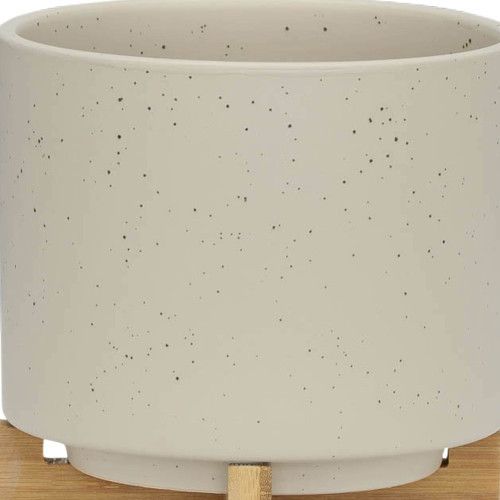 Designer × Homemade S/2 5/8" PLANTER W/ WOOD STAND, MATTE BEIGE Size US L / EU 52-54 / 3 - 7 Thumbnail