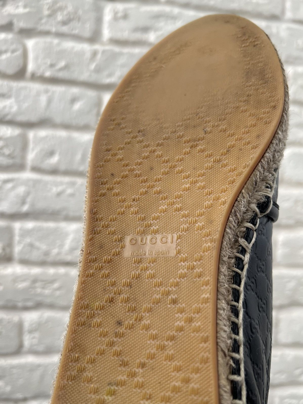 Gucci Gucci GG Monogram Black Leather Espadrilles Shoes Size US 8 / EU 41 - 10 Thumbnail