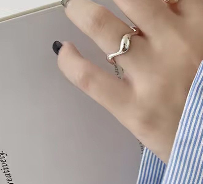 Jewelry Silver asymmetrical vintage style ring MENS2 Size ONE SIZE - 3 Thumbnail