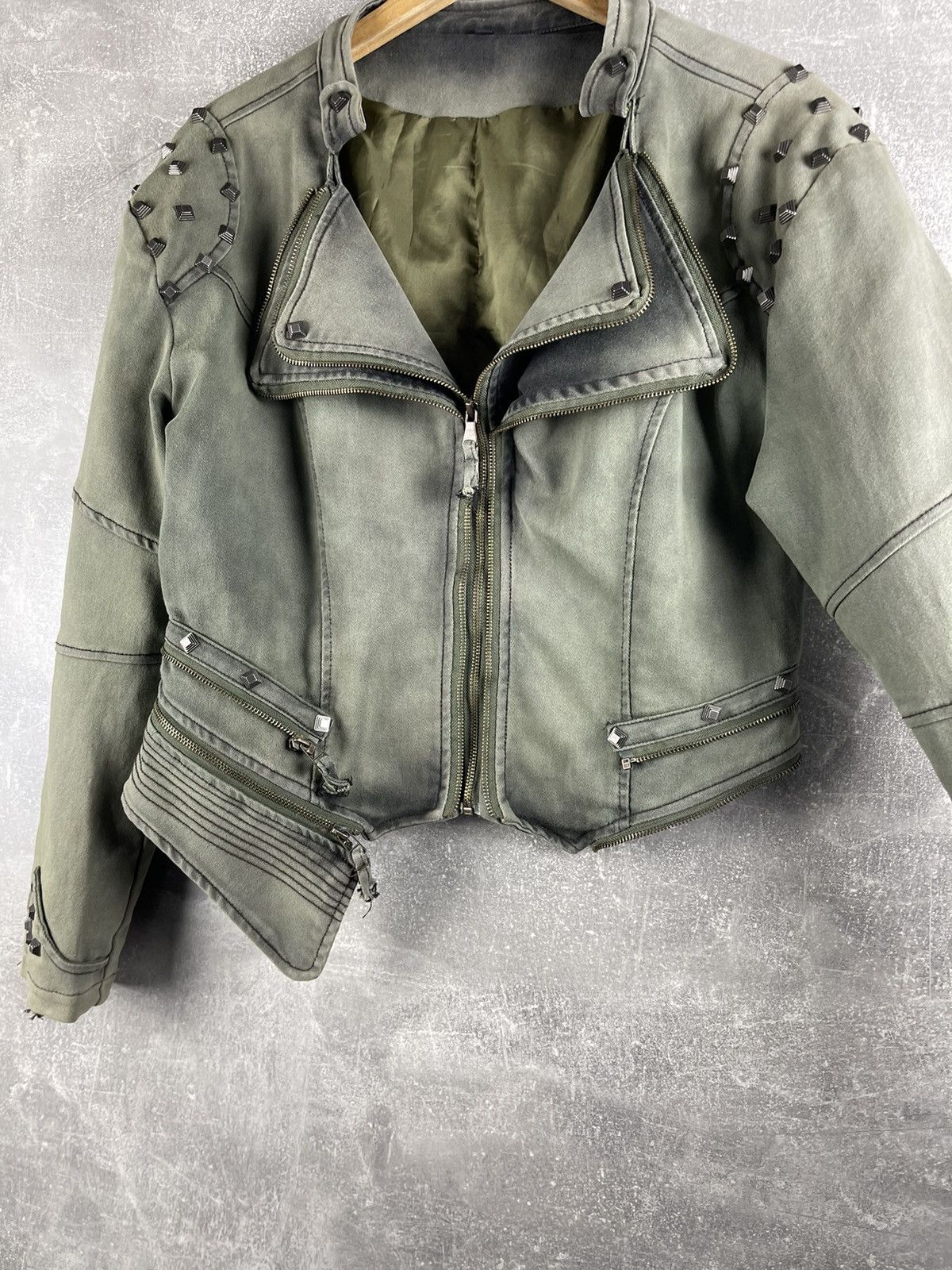 Other Y2K Avant Garde Faded Japanese Cropped Jacket Green Washed Size L / US 10 / IT 46 - 14 Thumbnail