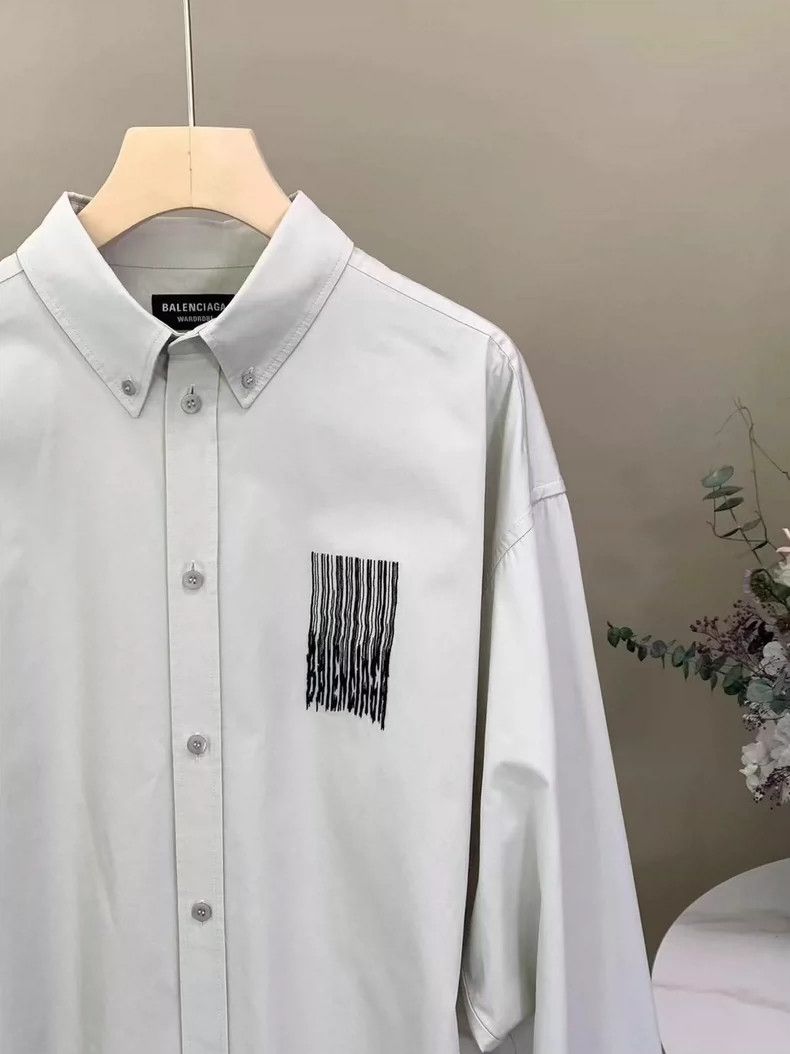 Balenciaga Balenciaga size 38 Waterfall Embroidered Logo Shirt 2504-N Size US M / EU 48-50 / 2 - 2 Thumbnail
