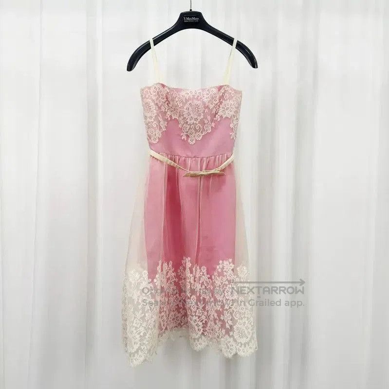 open lace back dress Vintage Valentino Pink and Red Crepe Silk Gown  The Curatorial Dept