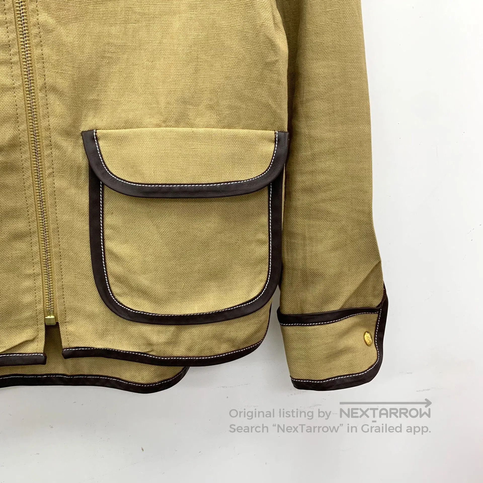 Loewe Loewe Brown Cotton-Linen Stand Collar Zip Jacket. Size XXS / US 00 / IT 34 - 4 Thumbnail