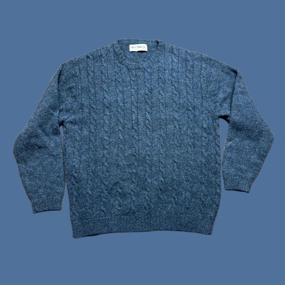 Vintage Line Of Trade Fisherman Sweater Navy Cable-Knit 100% Shetland Wool Men’s 2XL Size US XXL / EU 58 / 5 - 1 Thumbnail
