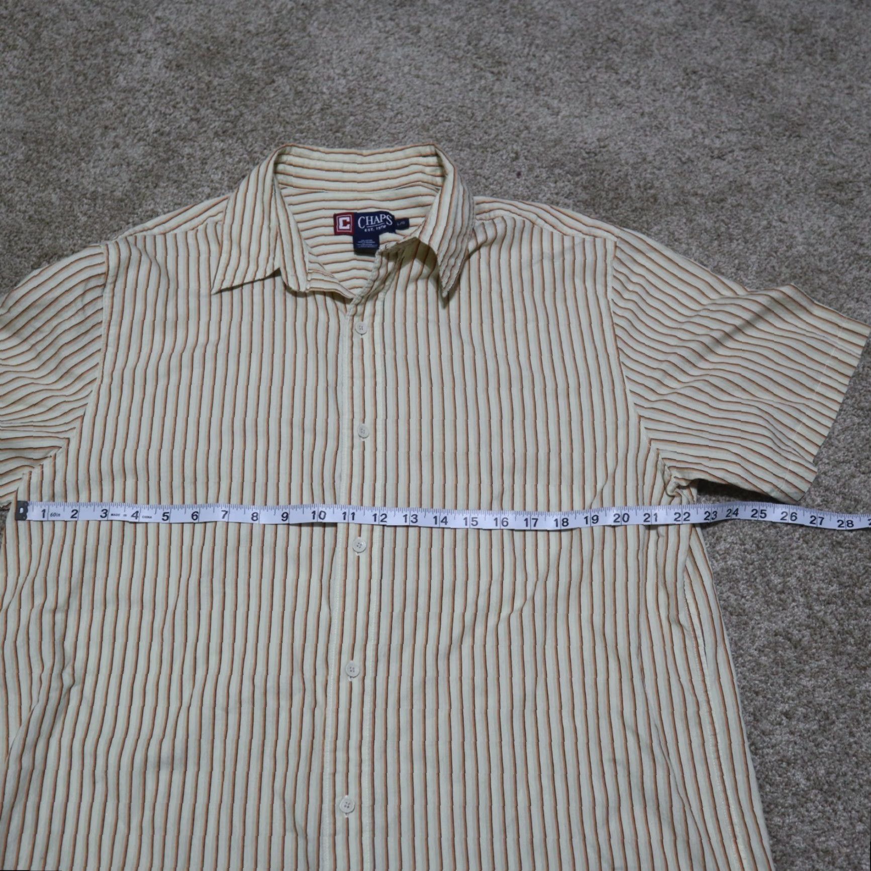 Chaps Chaps Shirt Mens L Cotton Short Sleeve Button-Down Striped Brown Cream Plaid Pattern 90s Style Size US L / EU 52-54 / 3 - 5 Thumbnail